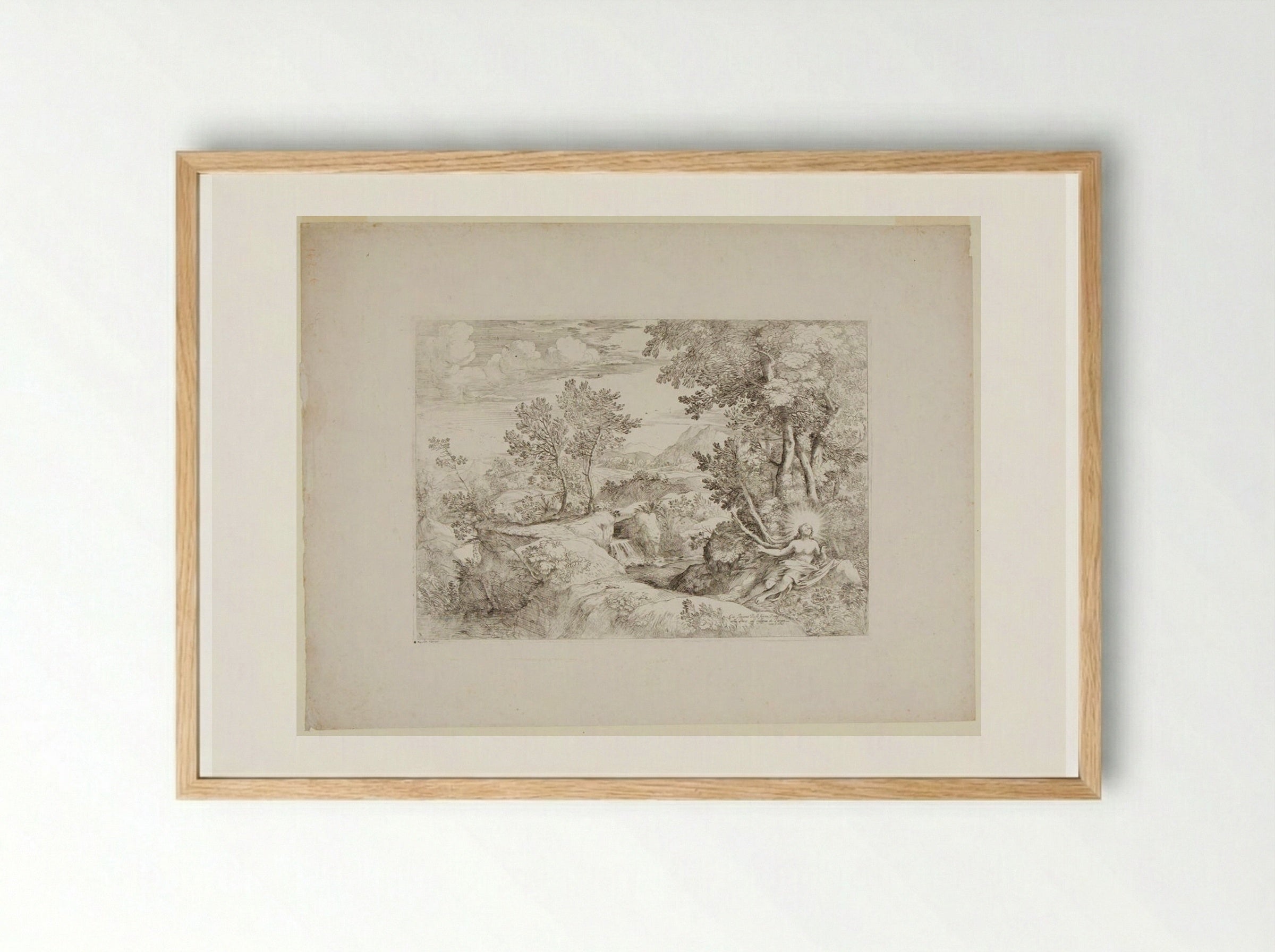 The Penitent Magdalene in a Landscape - Giovanni Francesco Grimaldi - Framed Print Wood