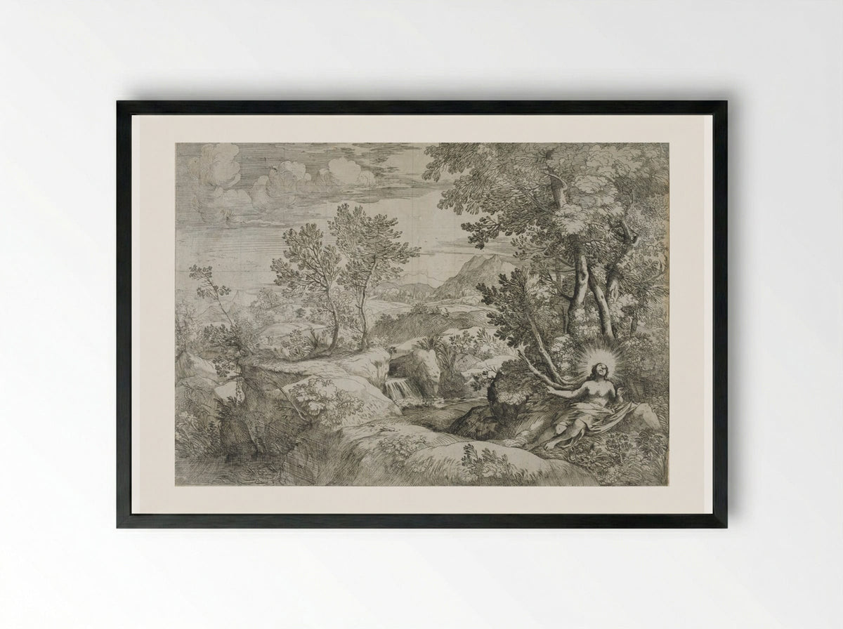 The Penitent Magdalene - Giovanni Francesco Grimaldi - Framed Print Black