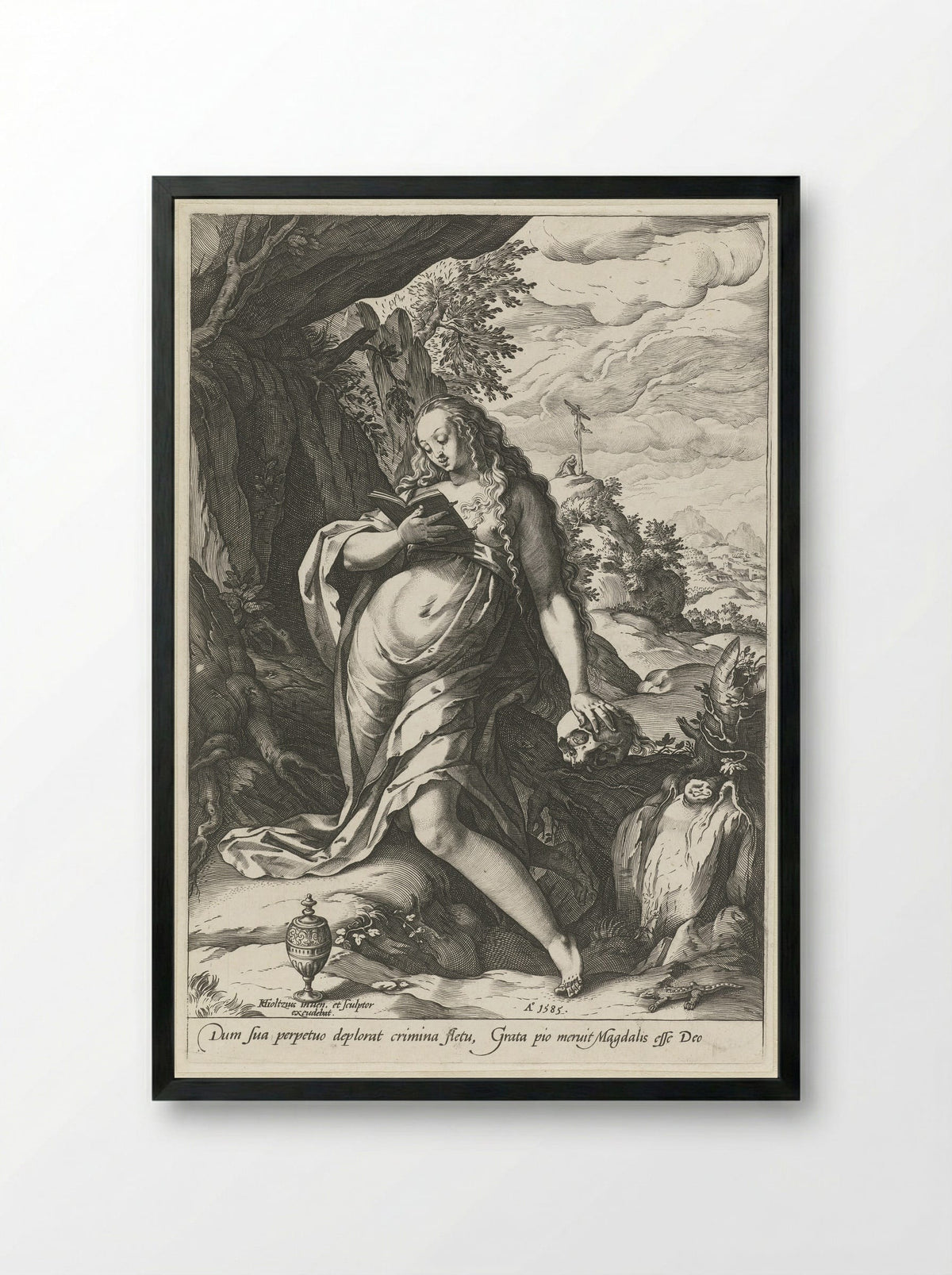 The Penitent Magdalene - Bartholomeus Spranger - Framed Print Black