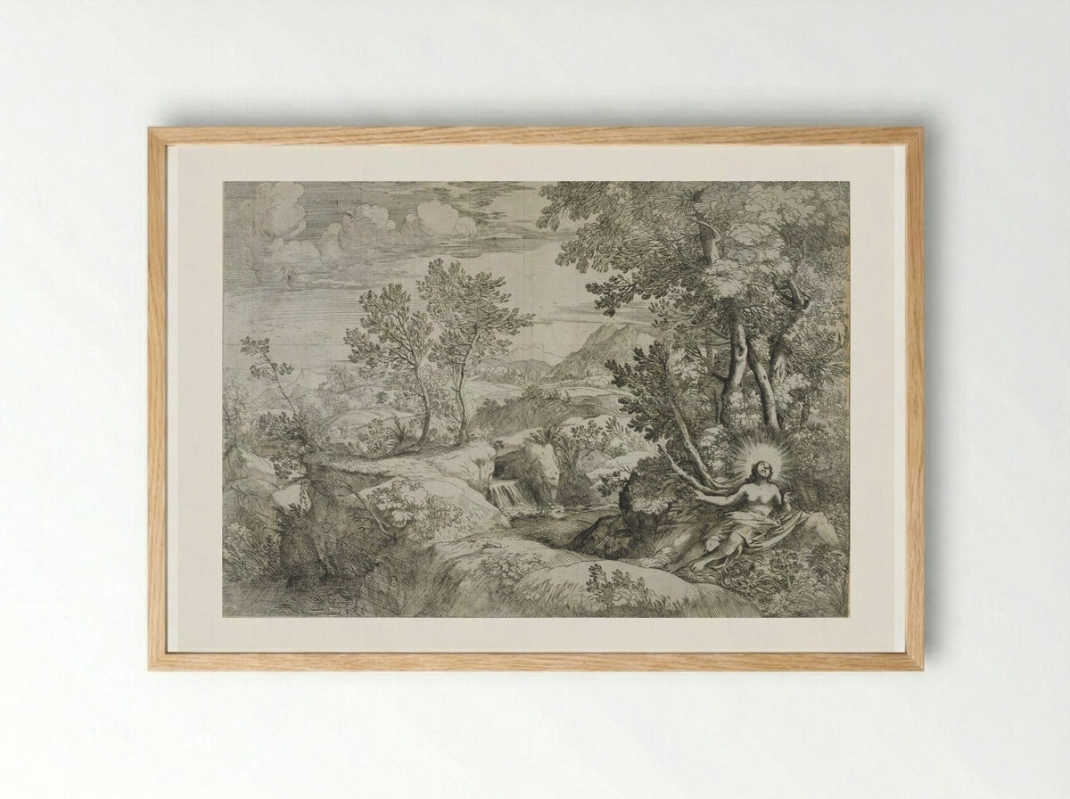 The Penitent Magdalene - Giovanni Francesco Grimaldi - Framed Print Wood