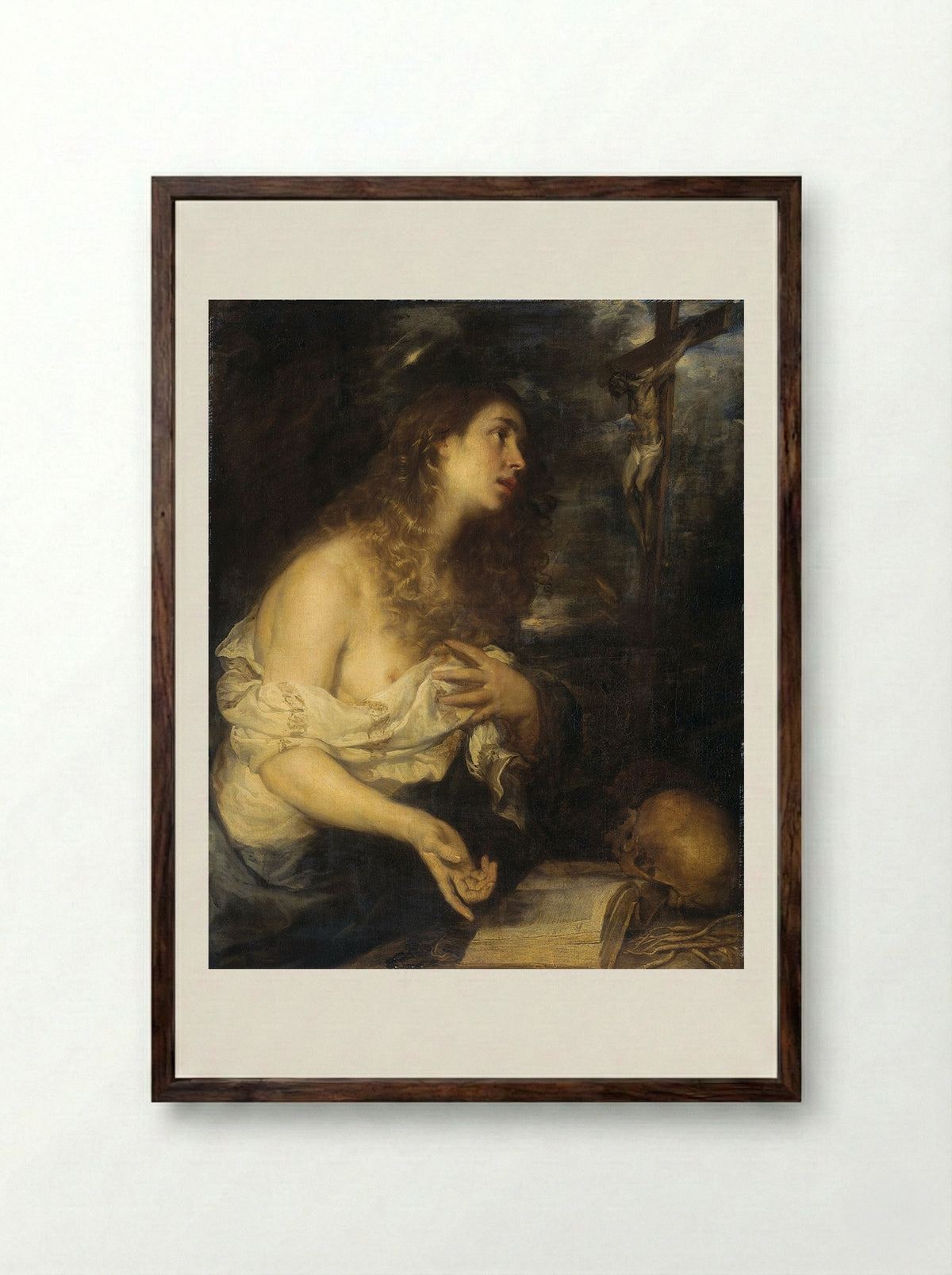 The Penitent Mary Magdalene - Mateo Cerezo (II) - Framed Print Dark Wood