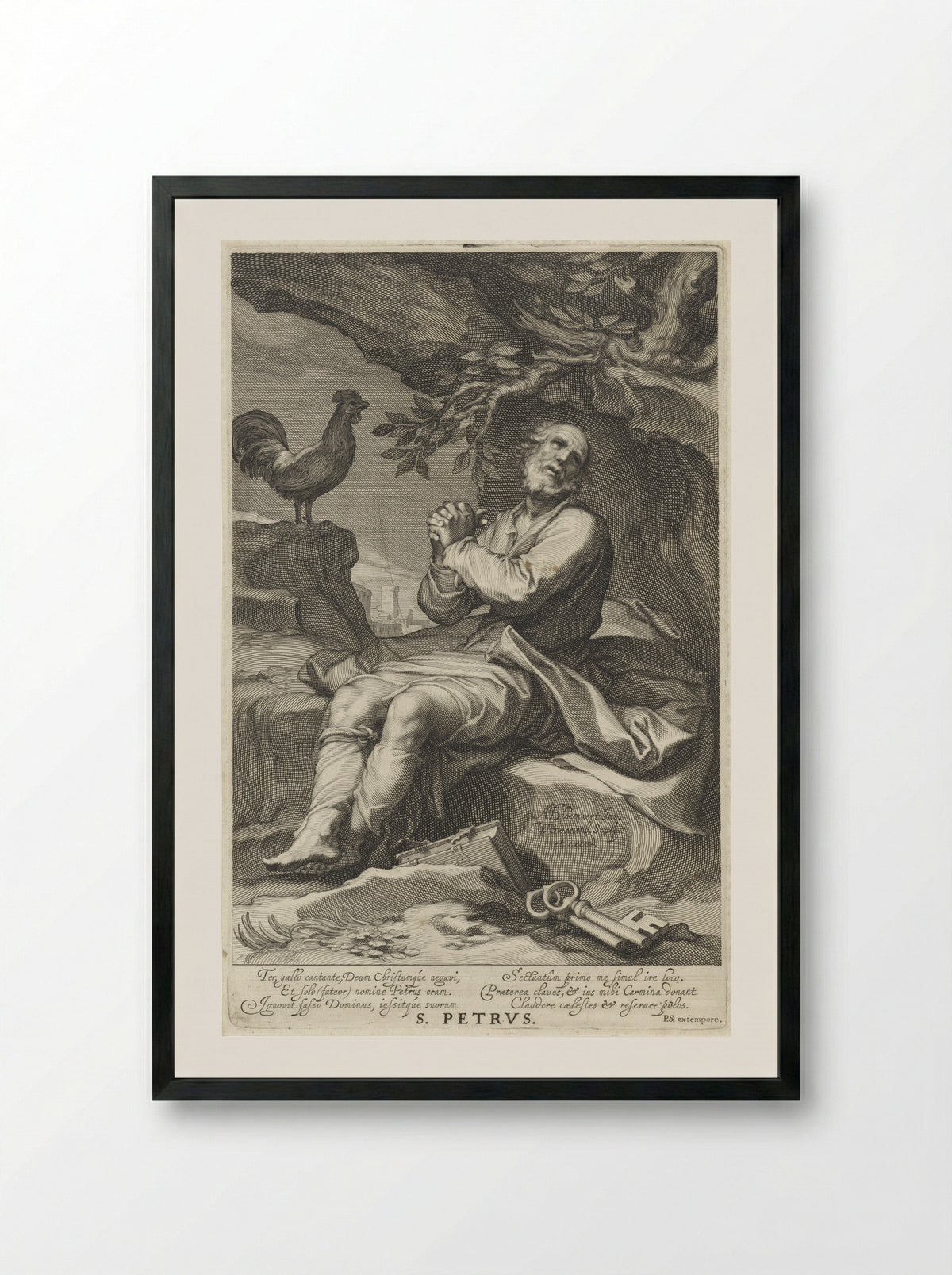 The Penitent Saint Peter - Willem Isaacsz. van Swanenburg - Framed Print Black