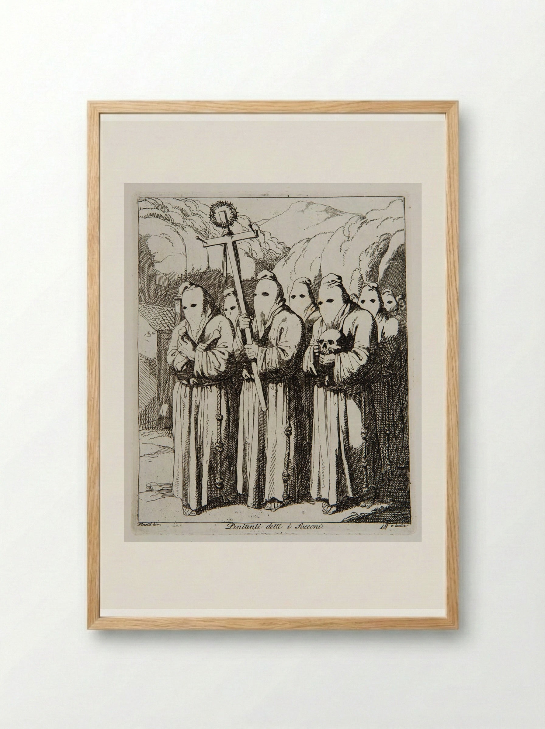 The Penitents, called the Sacconi - Bartolomeo Pinelli - Framed Print Wood
