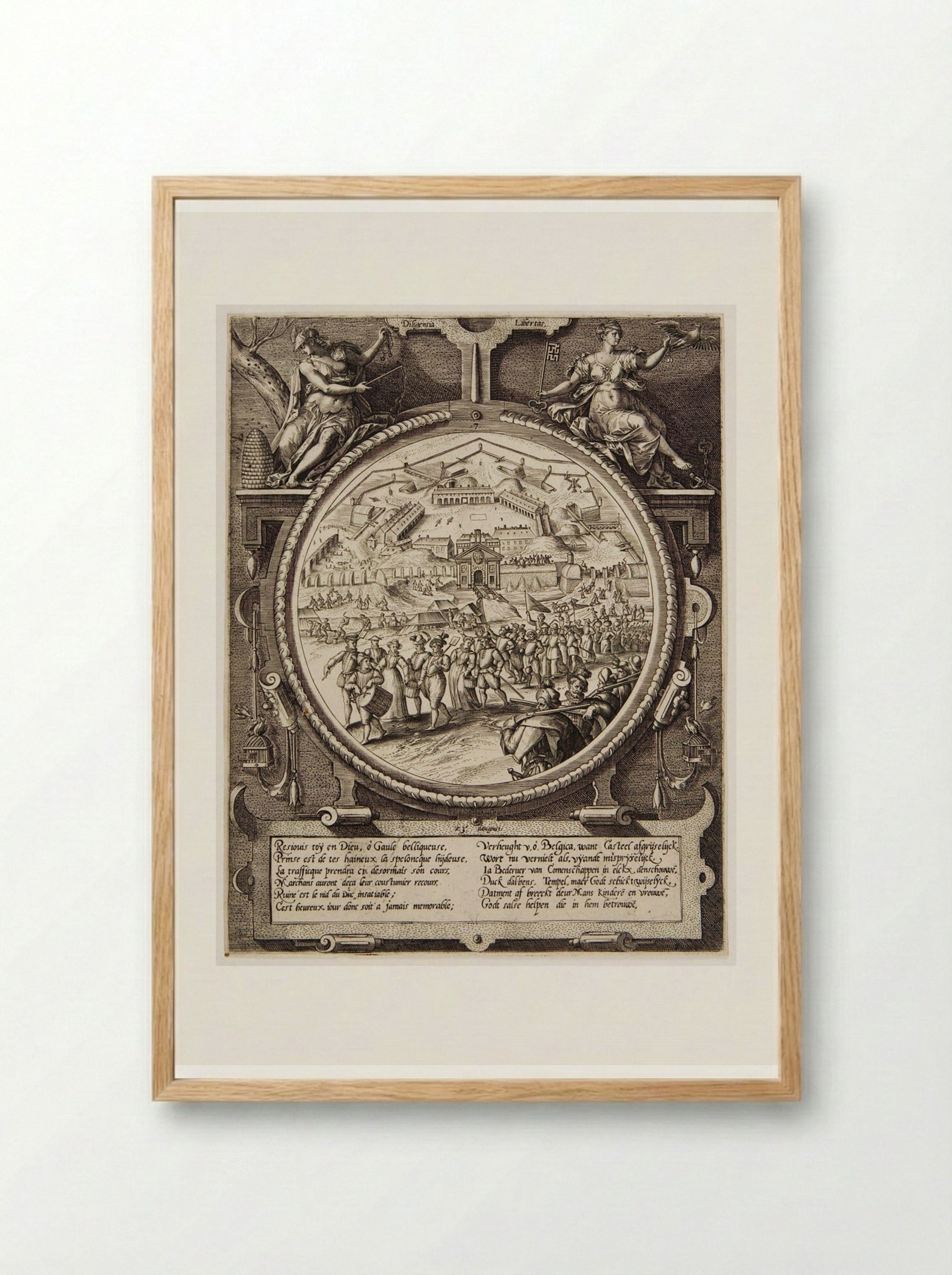 The People Walking Out of the Citadel, 23 VIII 1577 - Johannes Wierix - Framed Print Wood