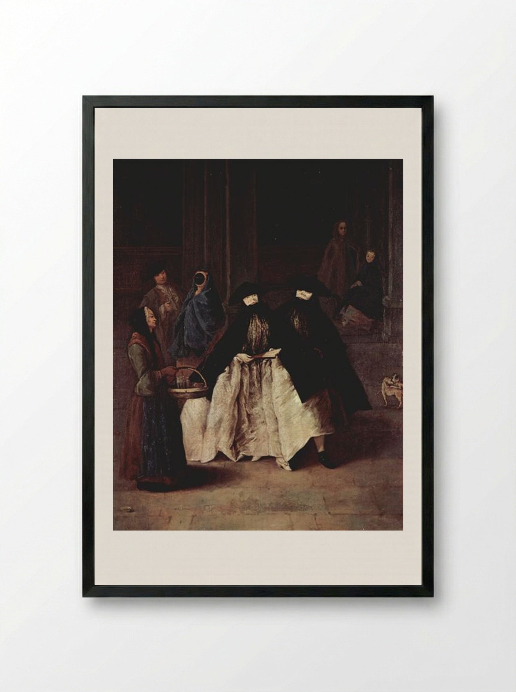 The Perfume Seller - Pietro Longhi - Framed Print Black