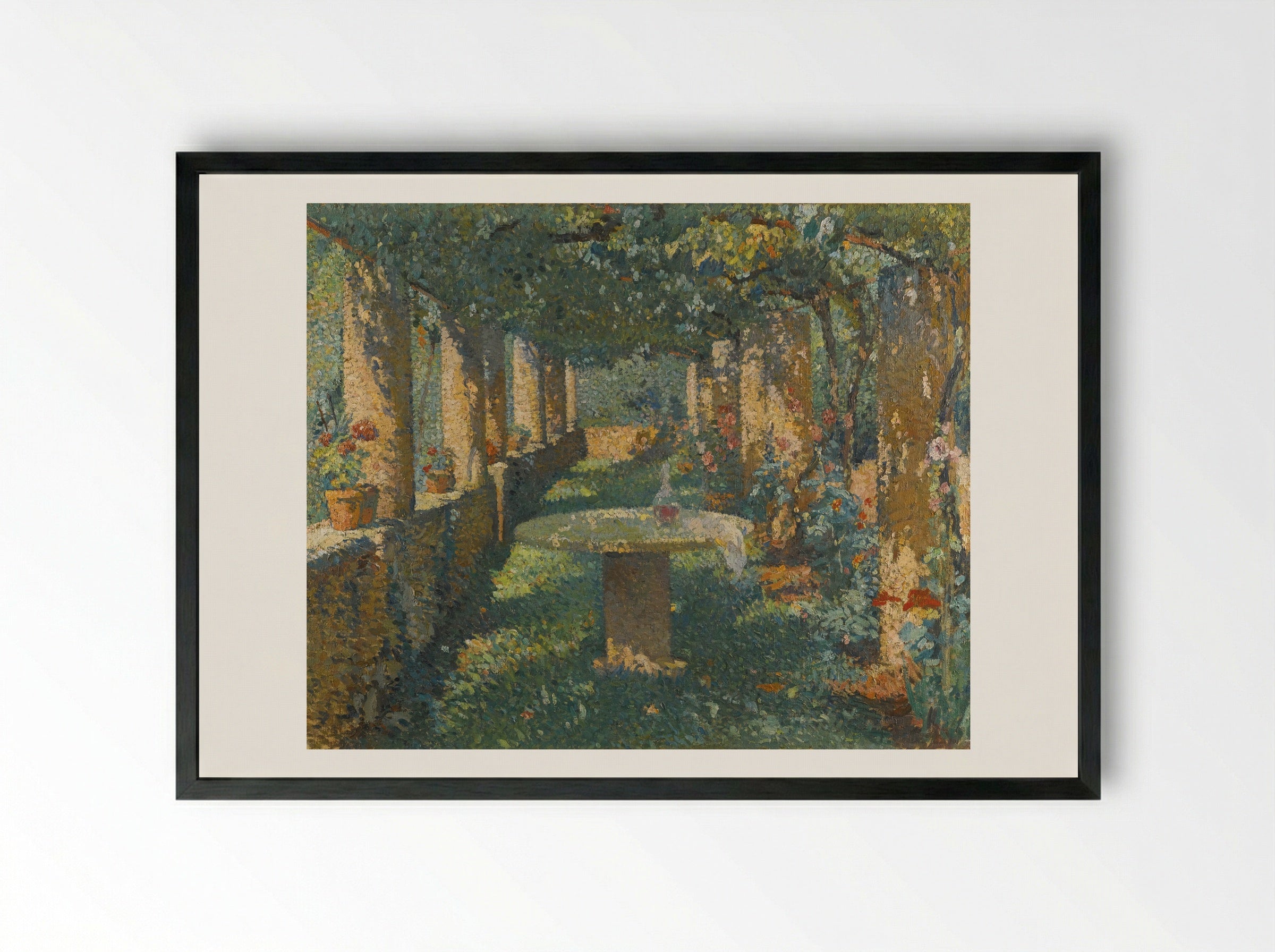 The Pergola - Henri Martin - Framed Print Black