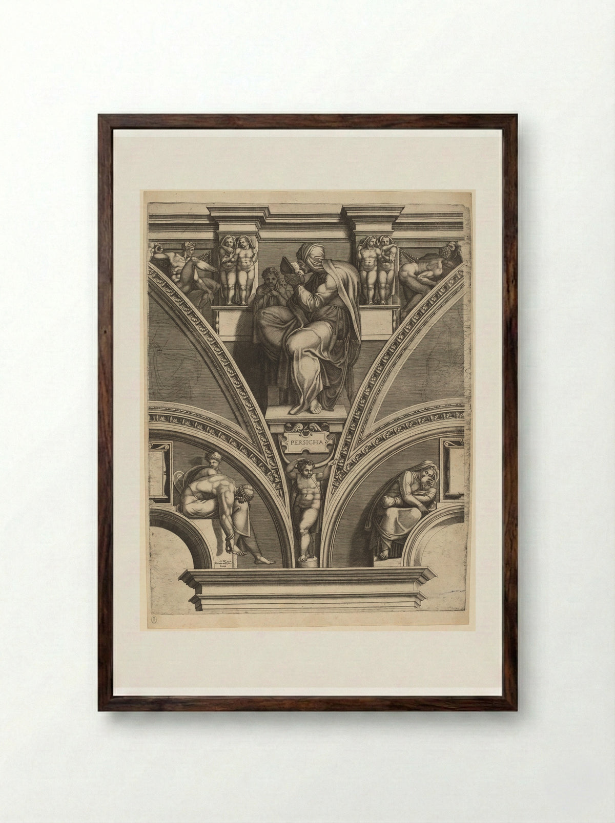 The Persian Sibyl - Giorgio Ghisi - Framed Print Dark Wood