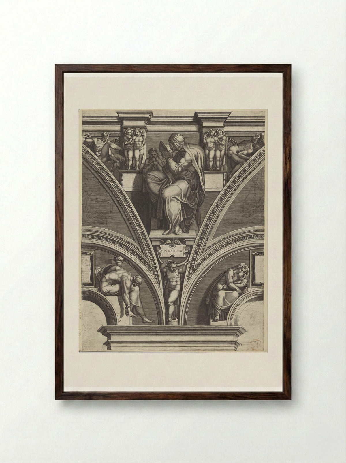 The Persian Sibyl - Giorgio Ghisi - Framed Print Dark Wood
