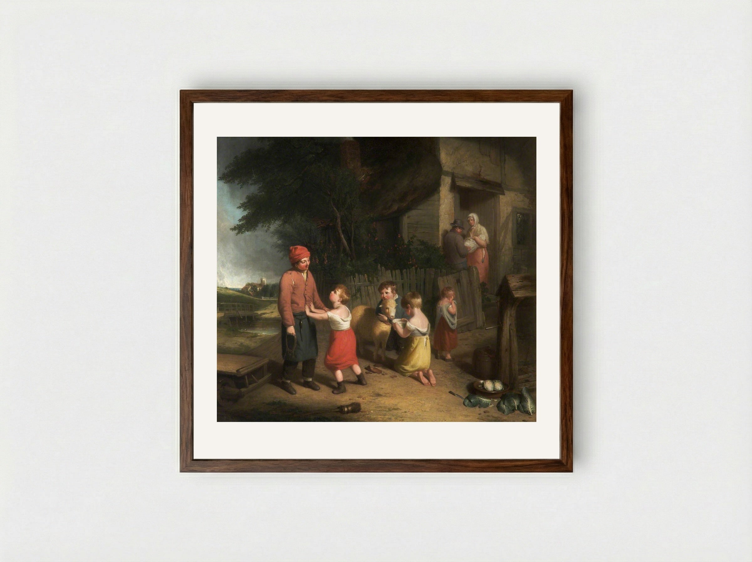 The Pet Lamb - William Collins - Framed Print Dark Wood