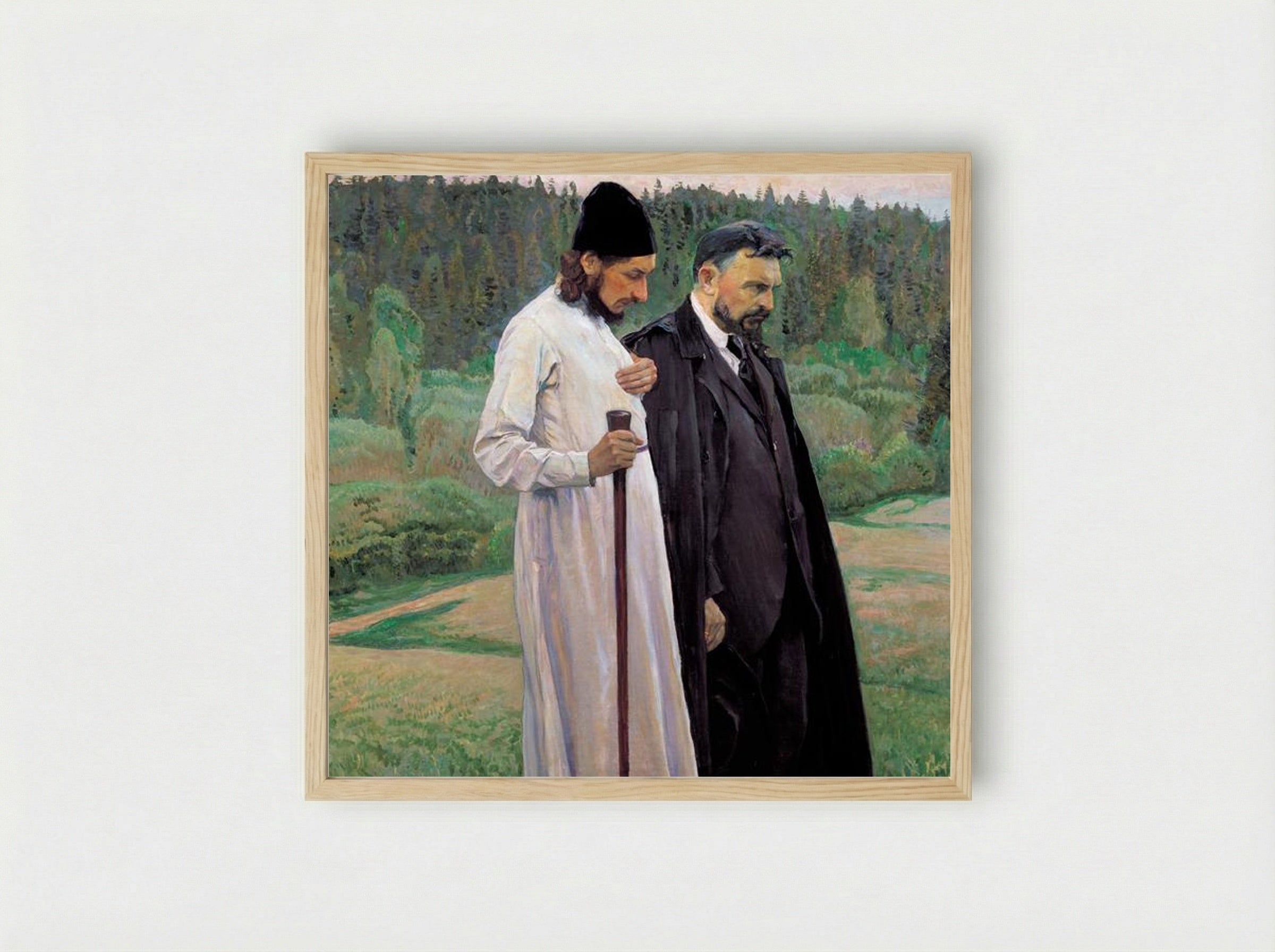 The Philosophers: Portrait of Sergei Bulgakov and Pavel Florensky - Mikhail Nesterov - Framed Print Wood