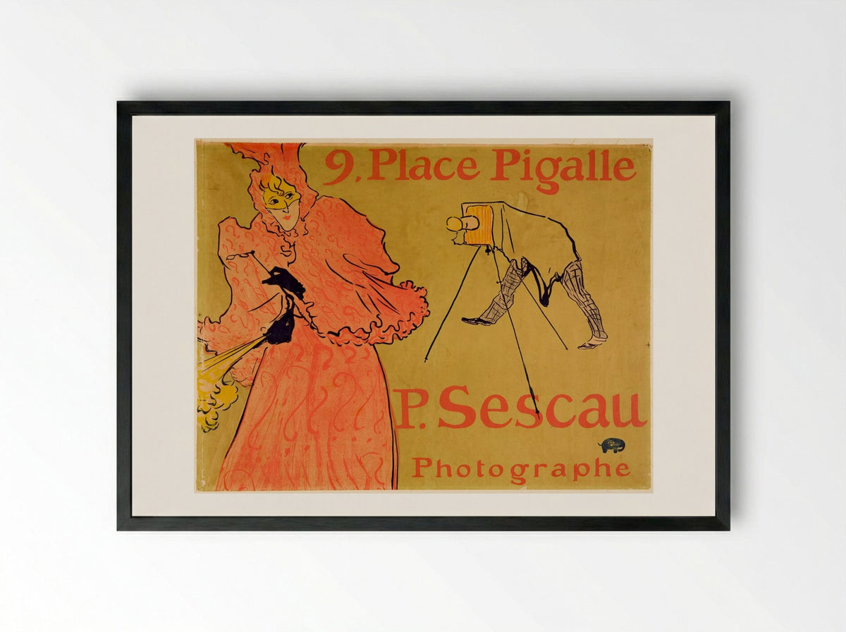 The Photographer Sescau - Henri de Toulouse-Lautrec - Framed Print Black