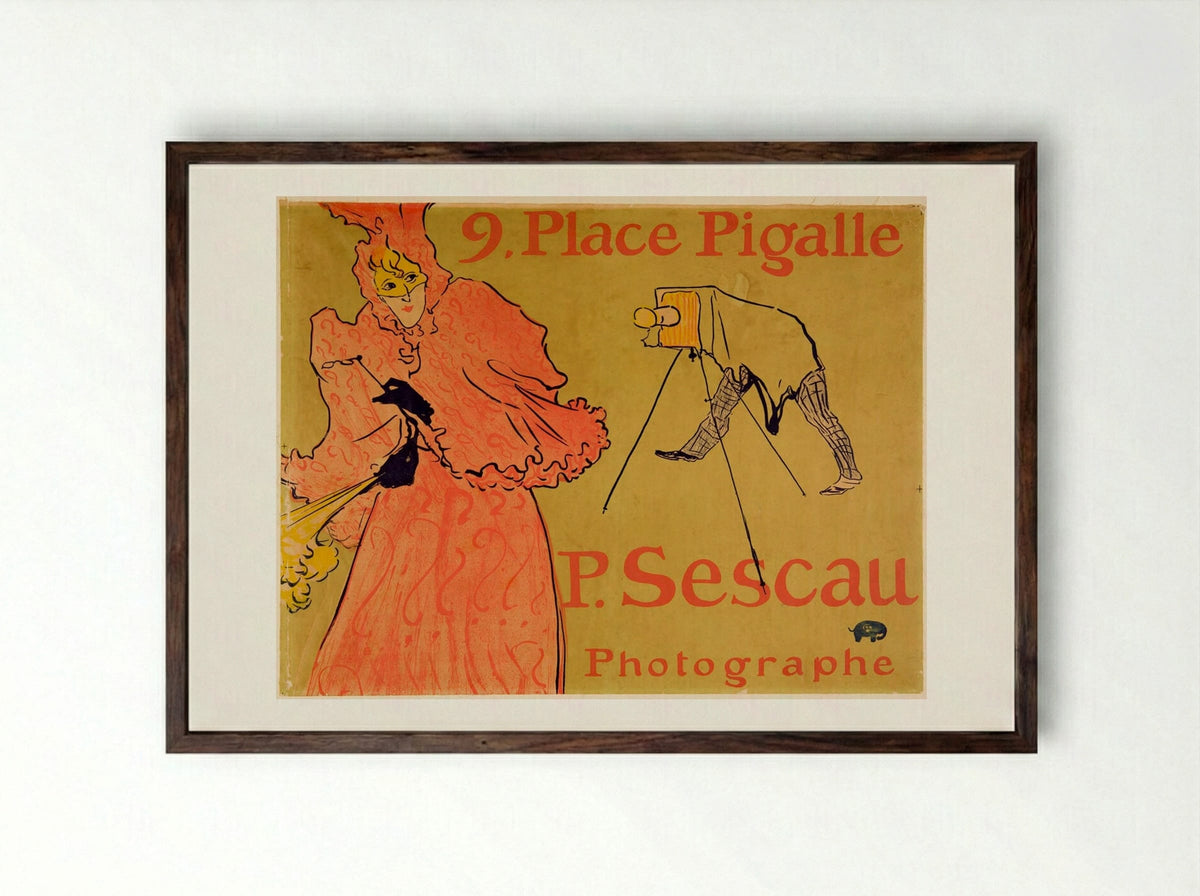 The Photographer Sescau - Henri de Toulouse-Lautrec - Framed Print Dark Wood