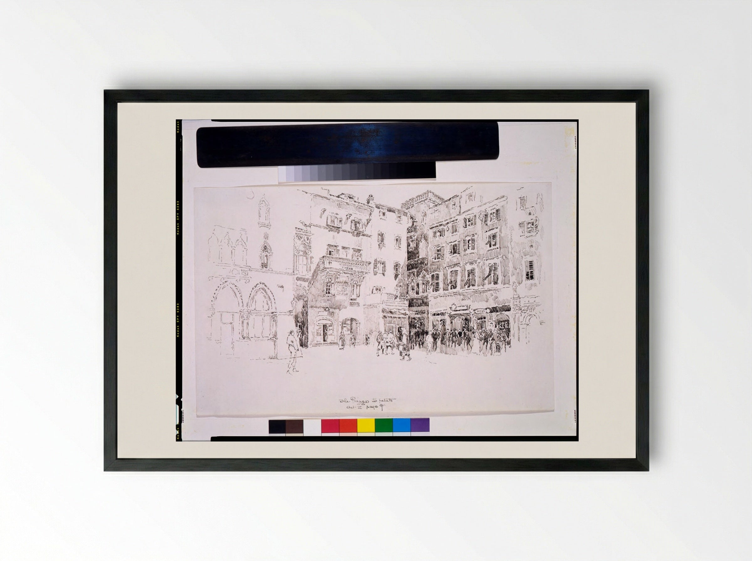 The Piazza, Spalato - Joseph Pennell - Framed Print Black