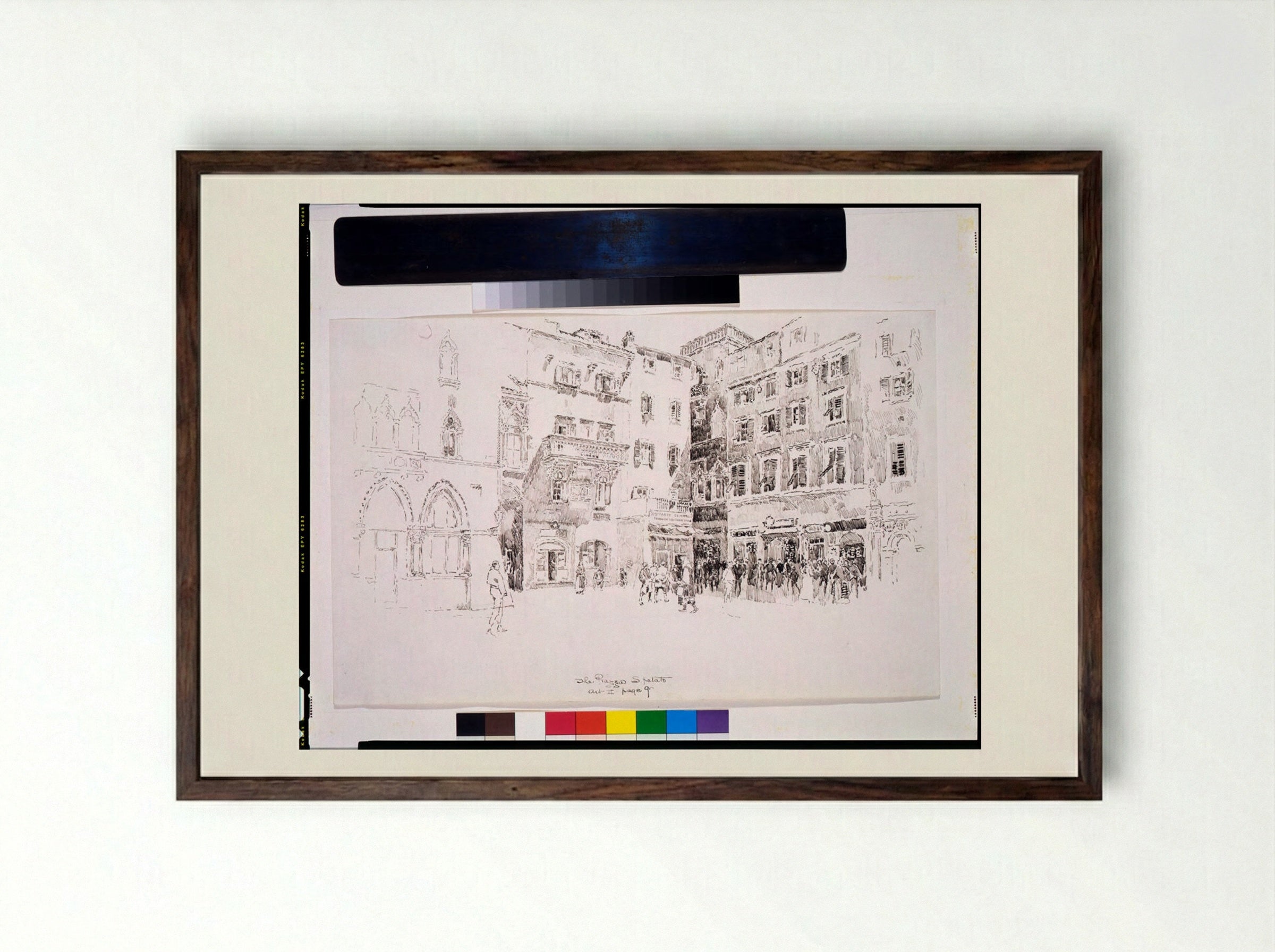 The Piazza, Spalato - Joseph Pennell - Framed Print Dark Wood
