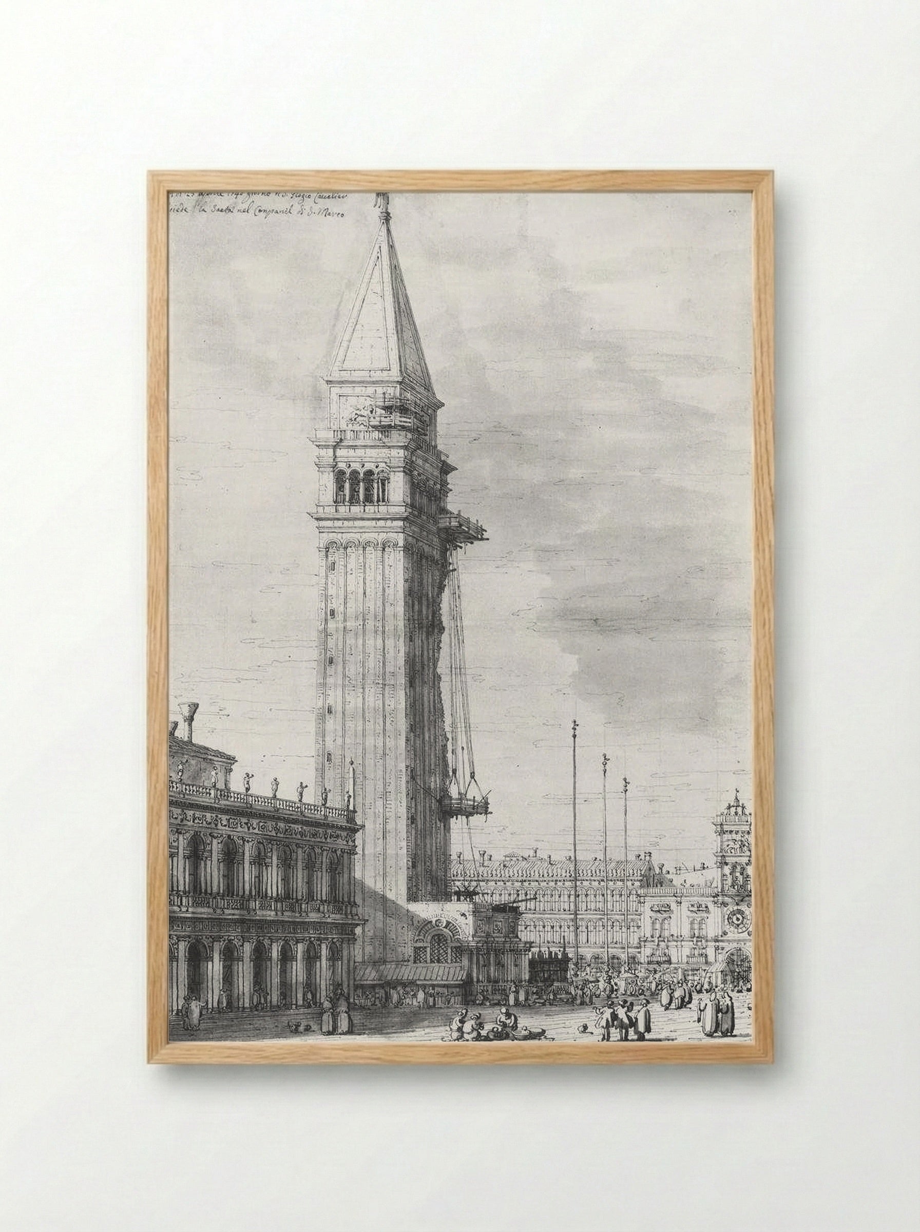 The Piazzetta: Looking North, the Campanile under Repair - Canaletto - Framed Print Wood