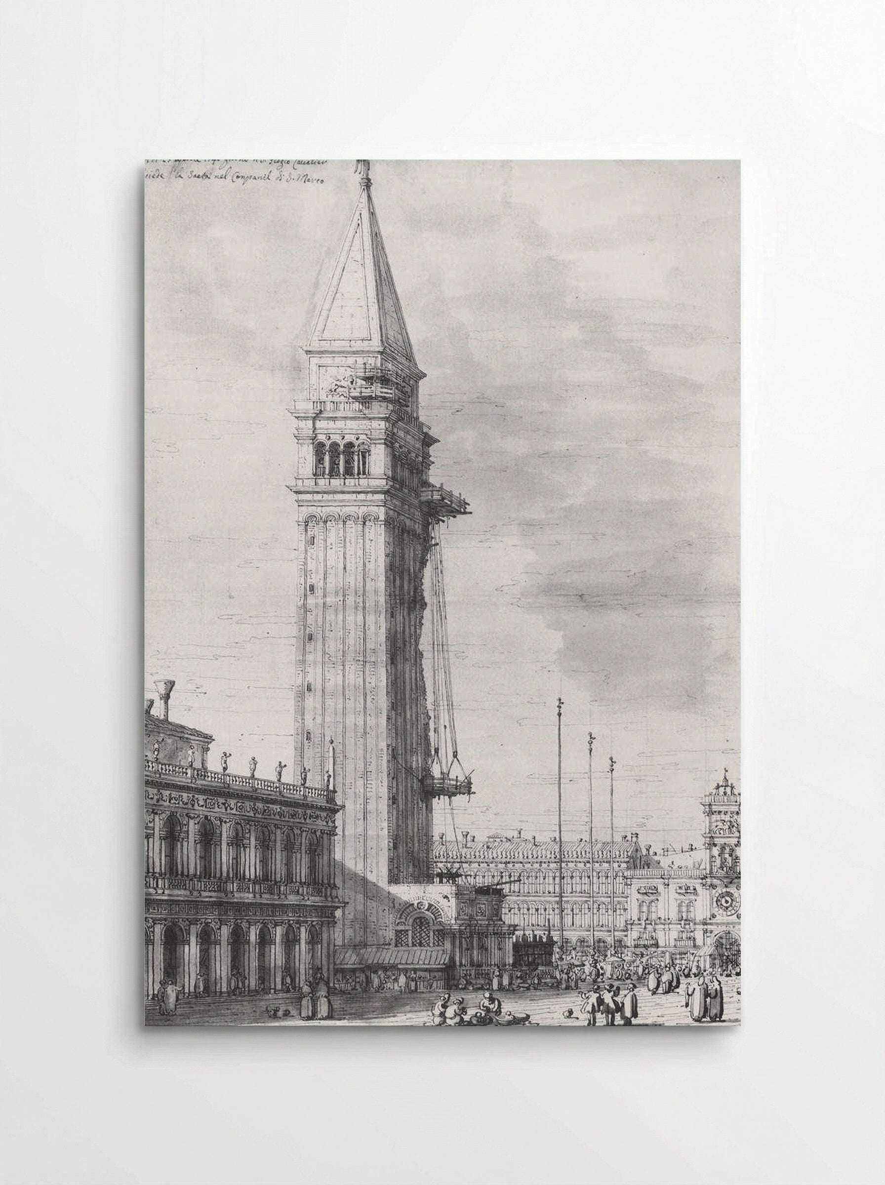 The Piazzetta: Looking North, the Campanile under Repair - Canaletto - Poster