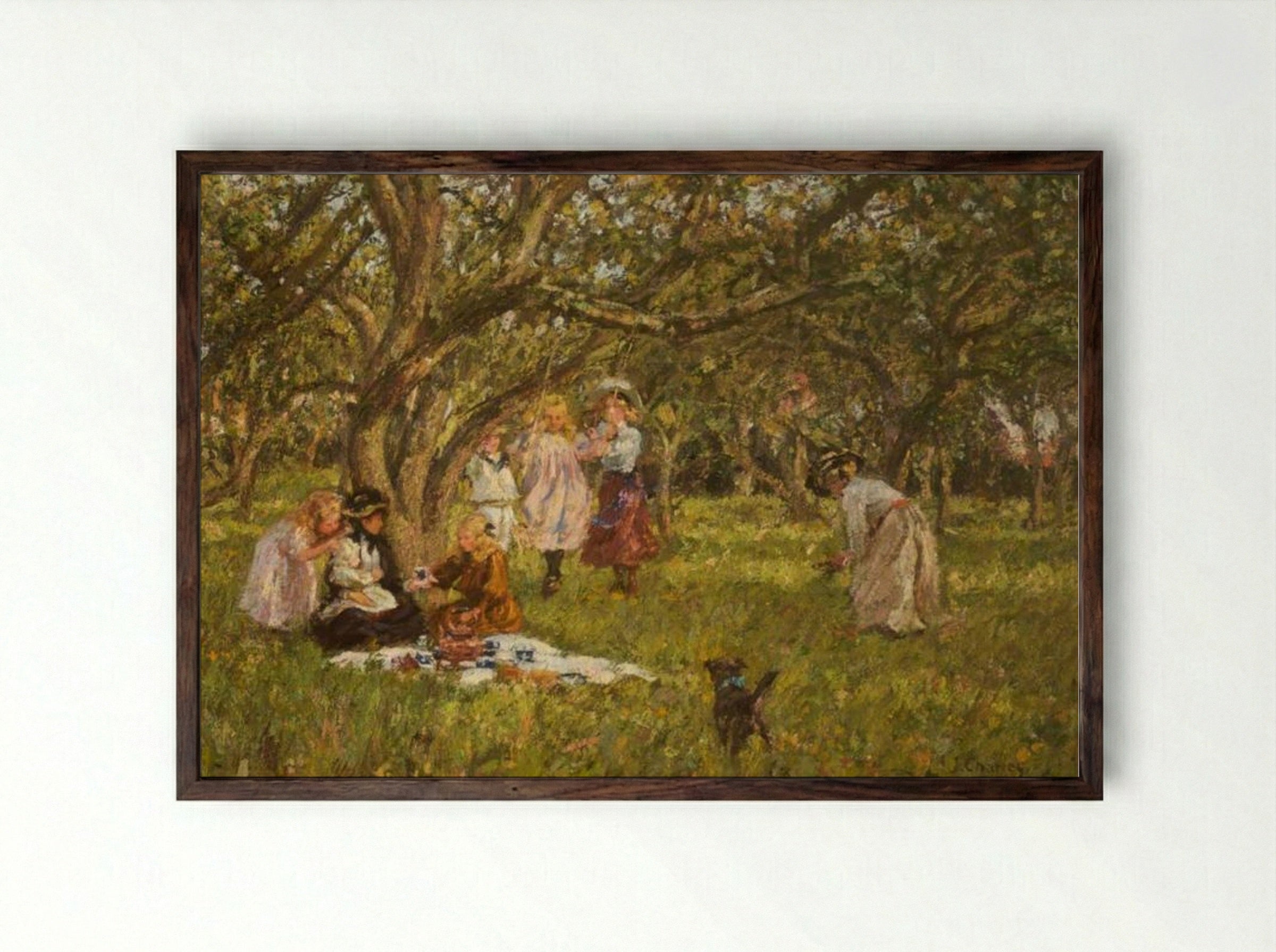 The Picnic - James Charles - Framed Print Dark Wood