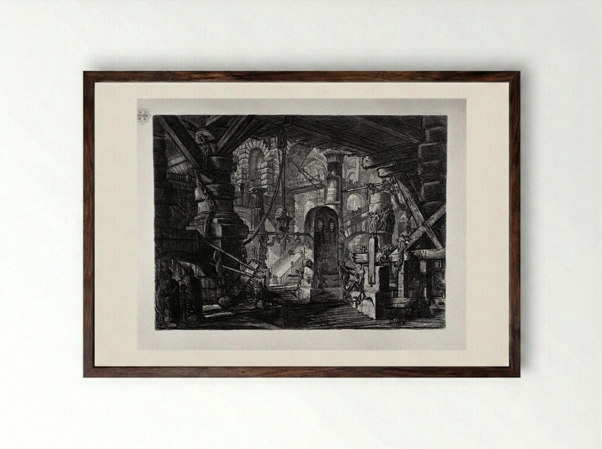 The Pier with Chains - Giovanni Battista Piranesi - Framed Print Dark Wood