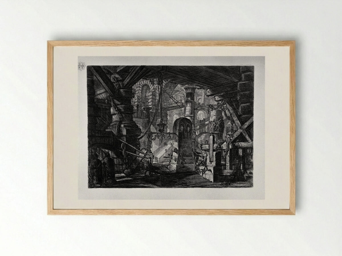 The Pier with Chains - Giovanni Battista Piranesi - Framed Print Wood