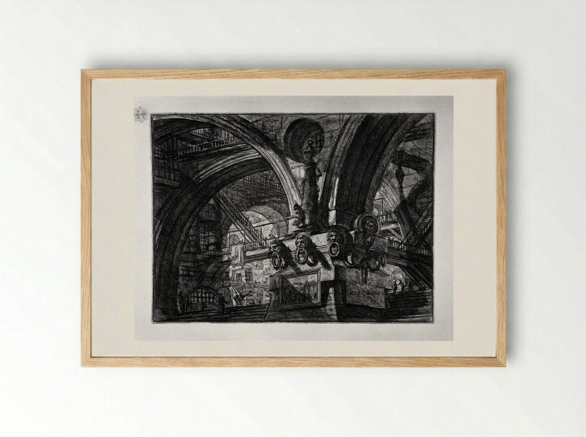 The Pier with a Lamp - Giovanni Battista Piranesi - Framed Print Wood