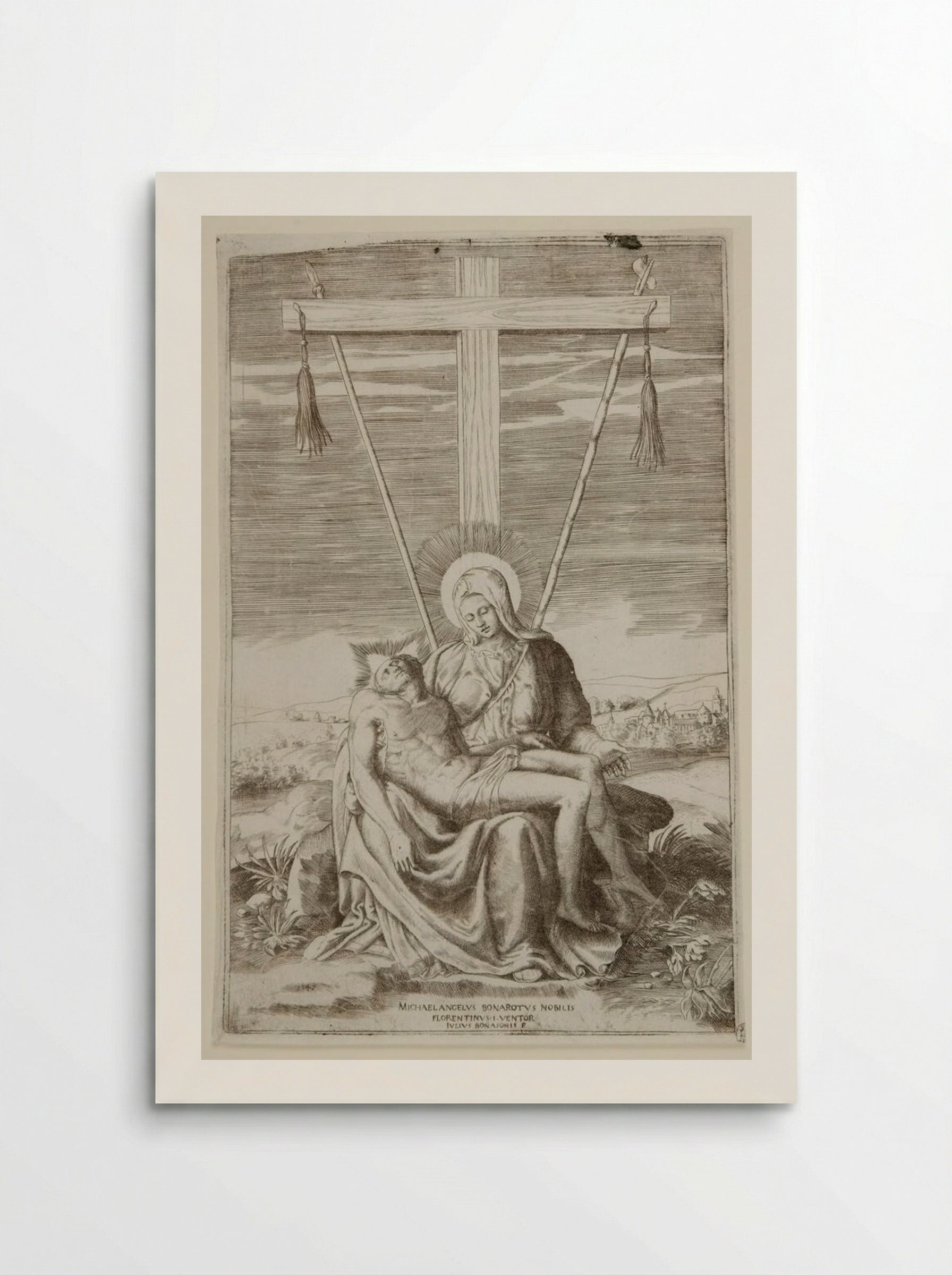 The Pietà under the Cross of Golgotha - Giulio Bonasone - Poster