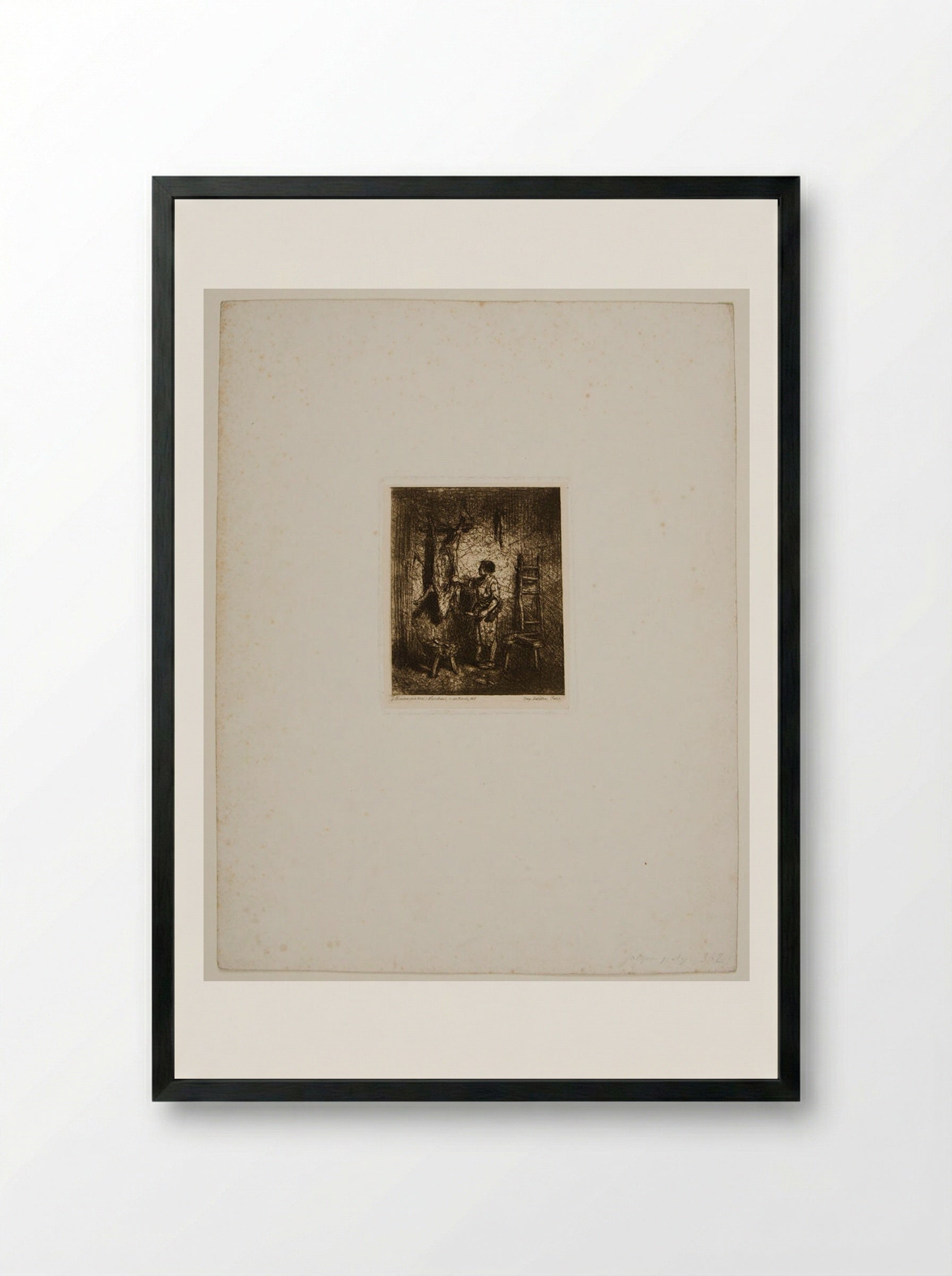 The Pig Slayer - Charles-Émile Jacque - Framed Print Black