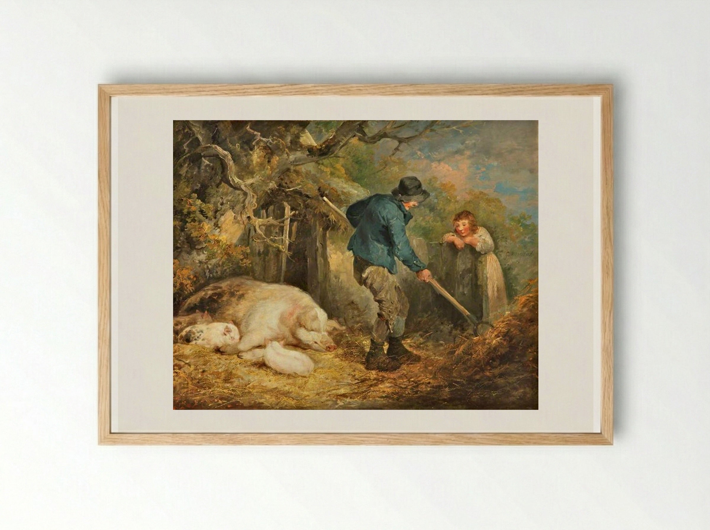 The Piggery - George Morland - Framed Print Wood