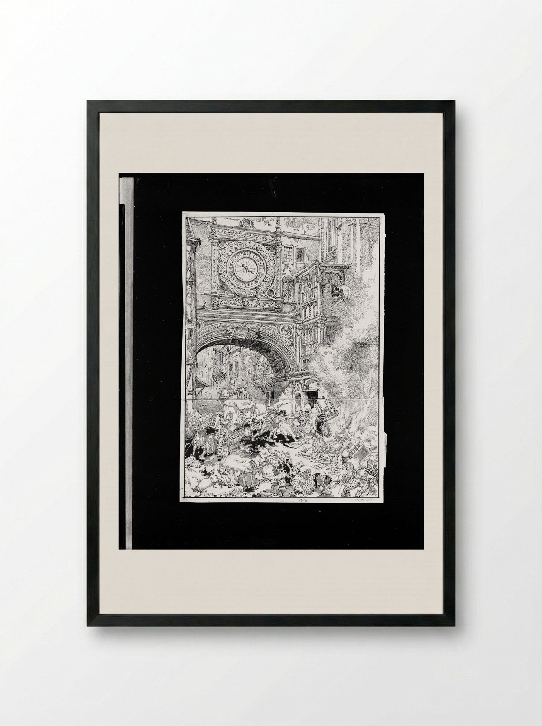 The Pillage of Rouen - Daniel Urrabieta Vierge - Framed Print Black