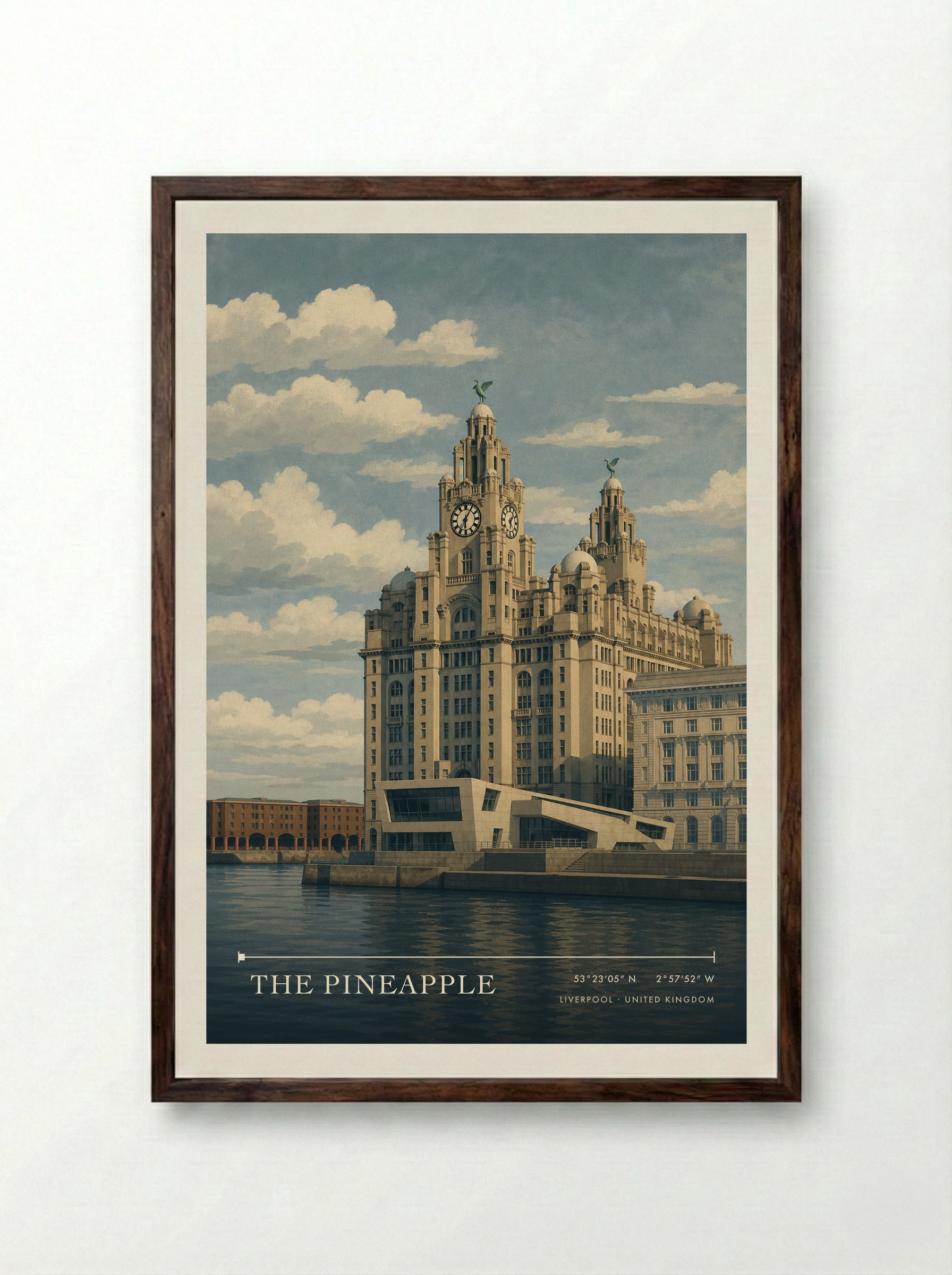 The Pineapple Liverpool United Kingdom Travel Poster - Framed Print Dark Wood