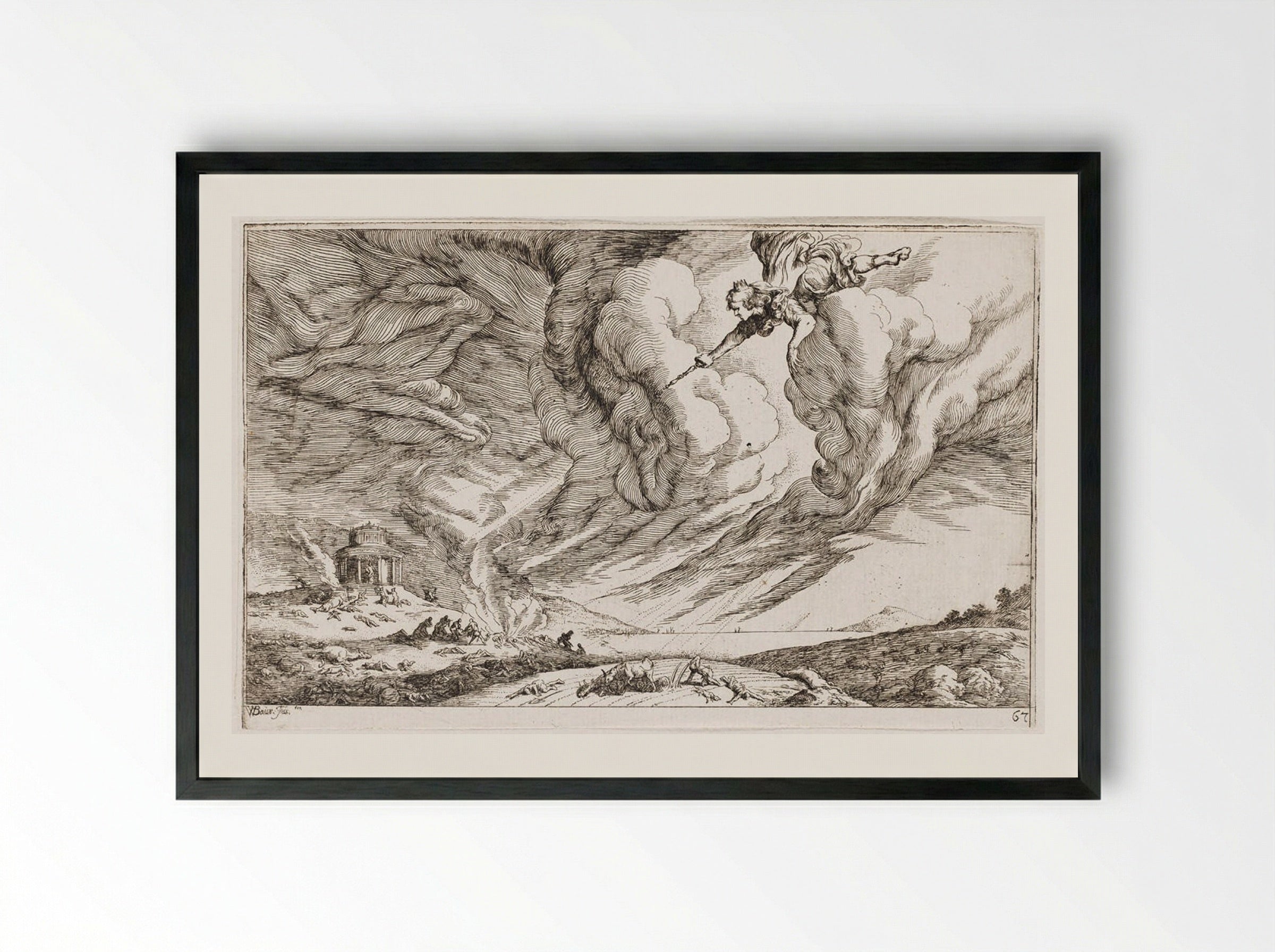 The Plague of Aegina - Johann Wilhelm Baur - Framed Print Black