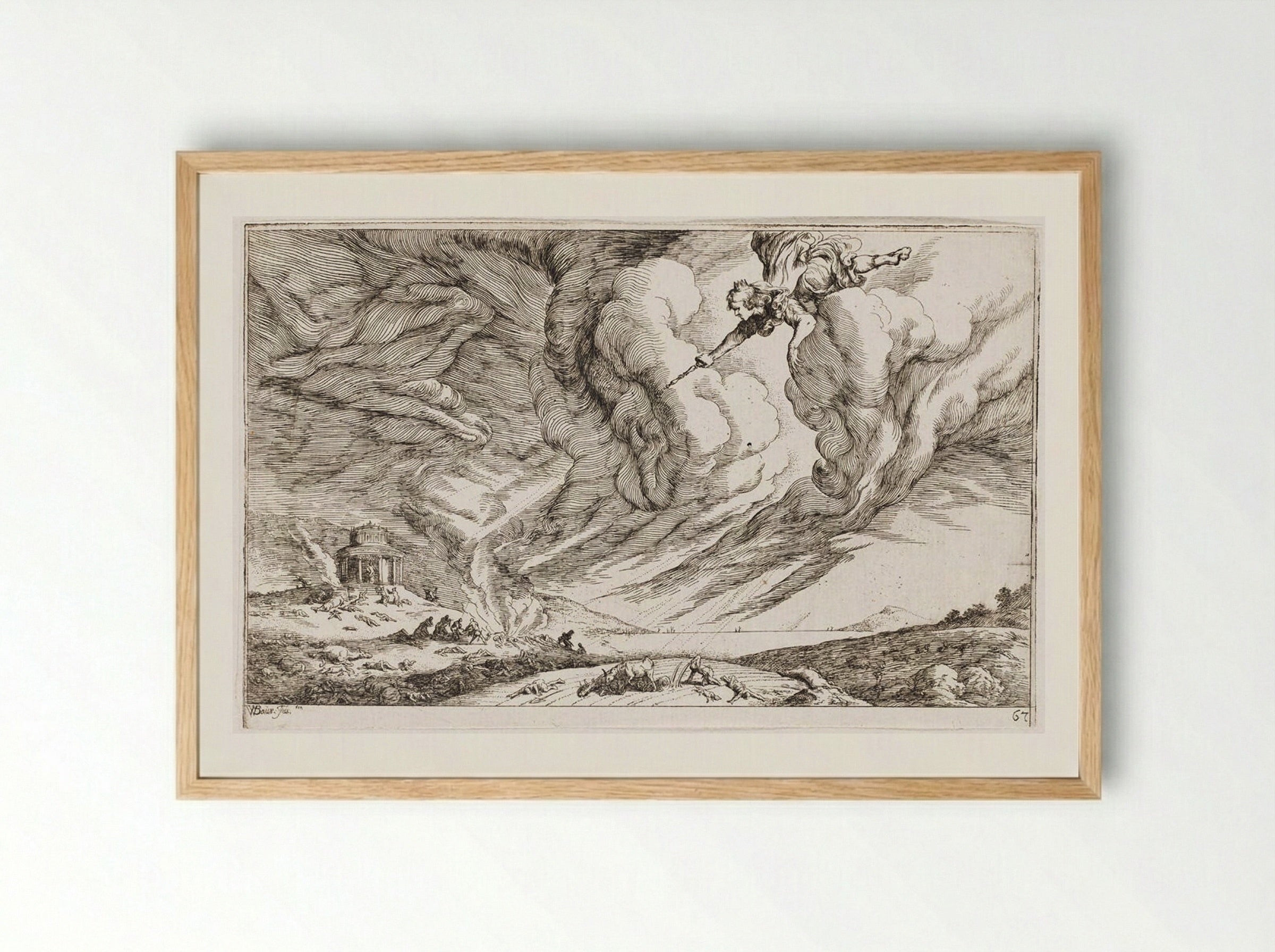 The Plague of Aegina - Johann Wilhelm Baur - Framed Print Wood