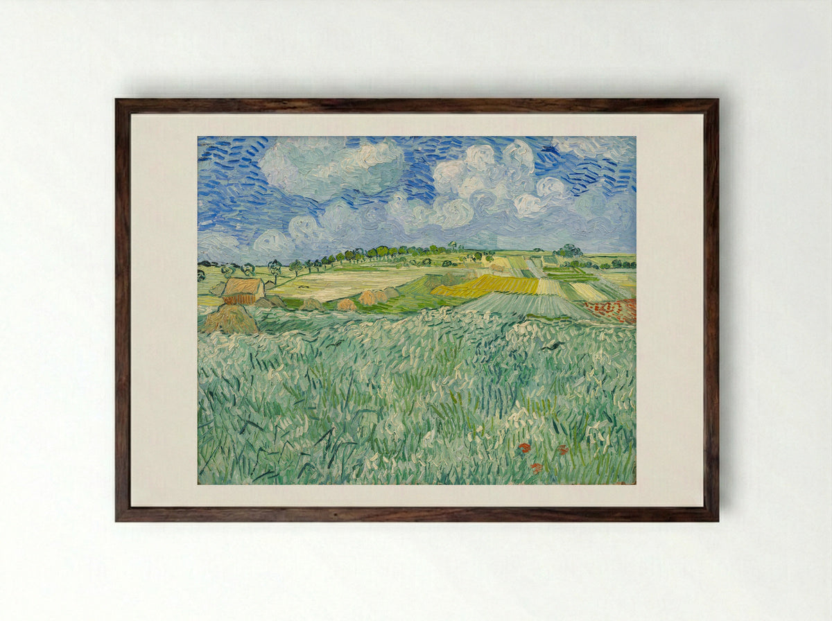 The Plain at Auvers - Vincent van Gogh - Framed Print Dark Wood