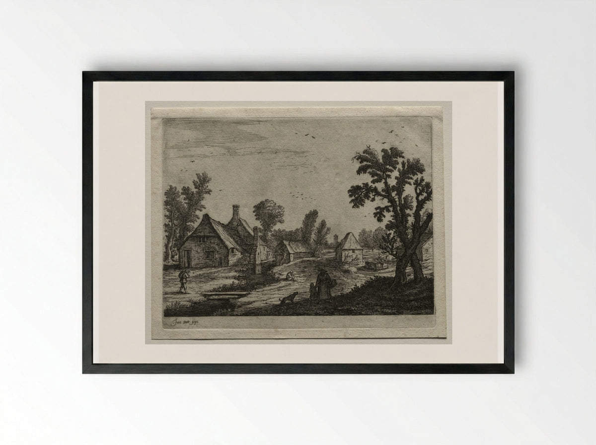 The Plank over the Stream - Jan van Goyen - Framed Print Black