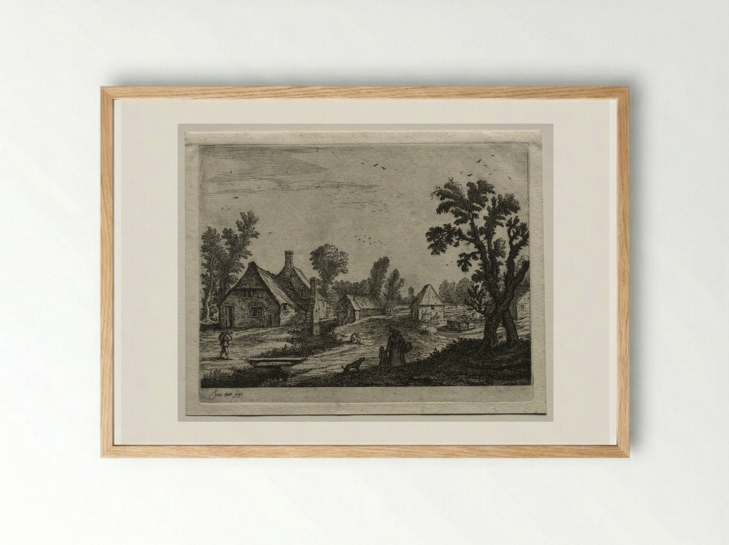 The Plank over the Stream - Jan van Goyen - Framed Print Wood