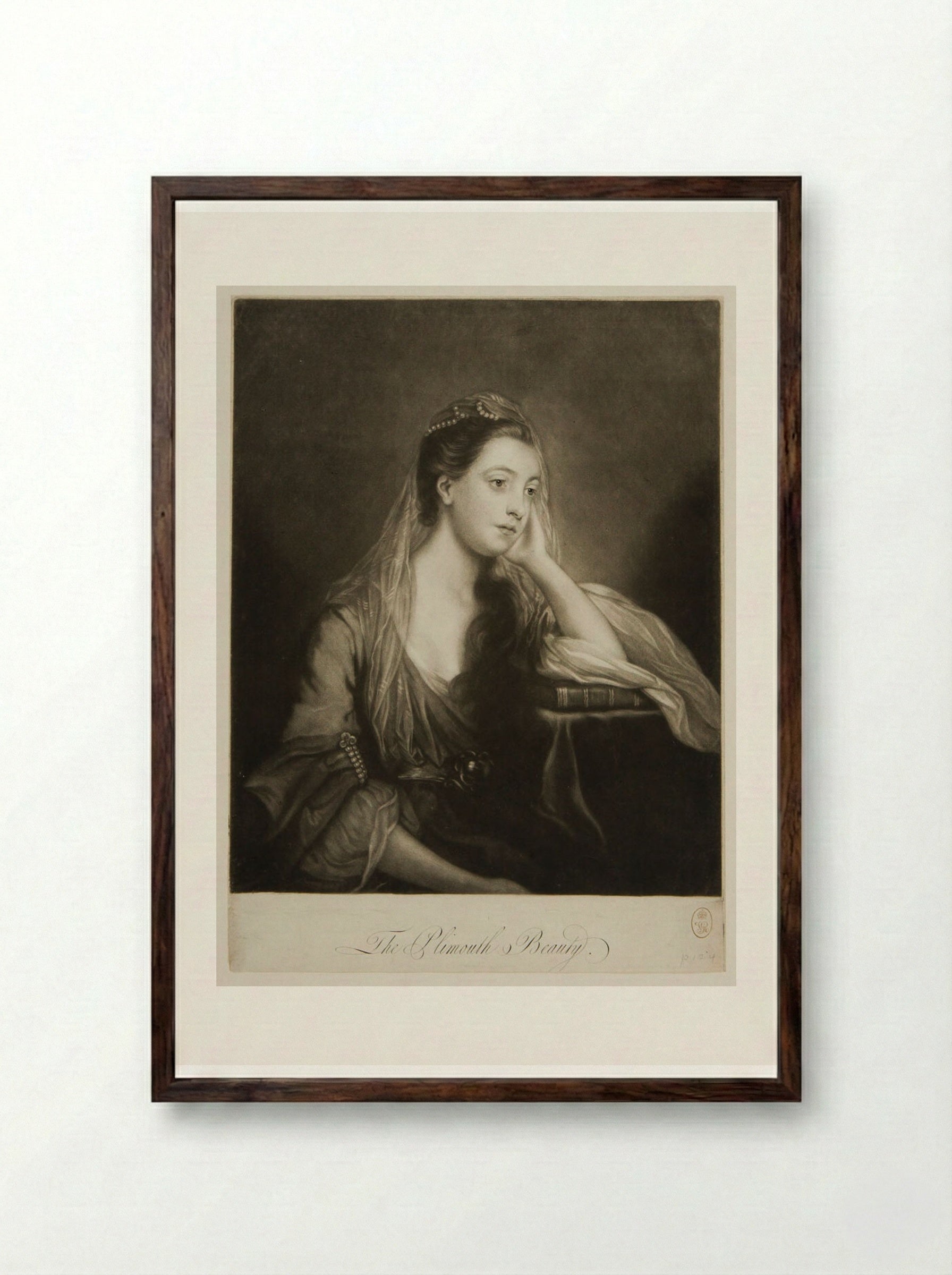 The Plimouth Beauty - James McArdell - Framed Print Dark Wood