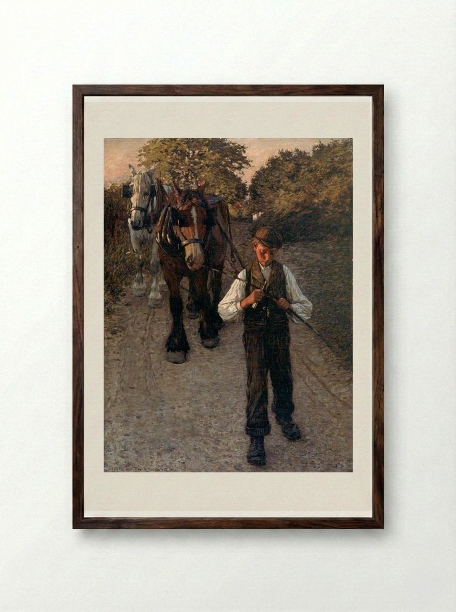 The Plough Boy - Henry Herbert La Thangue - Framed Print Dark Wood