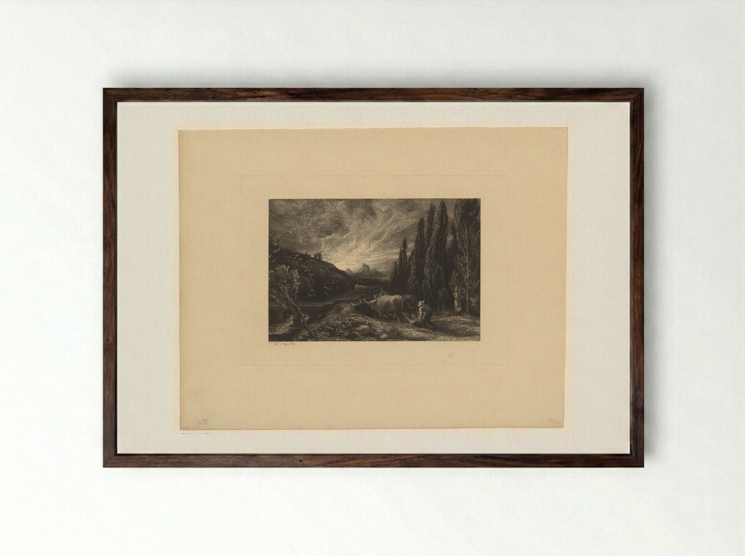 The Ploughman - Samuel Palmer - Framed Print Dark Wood