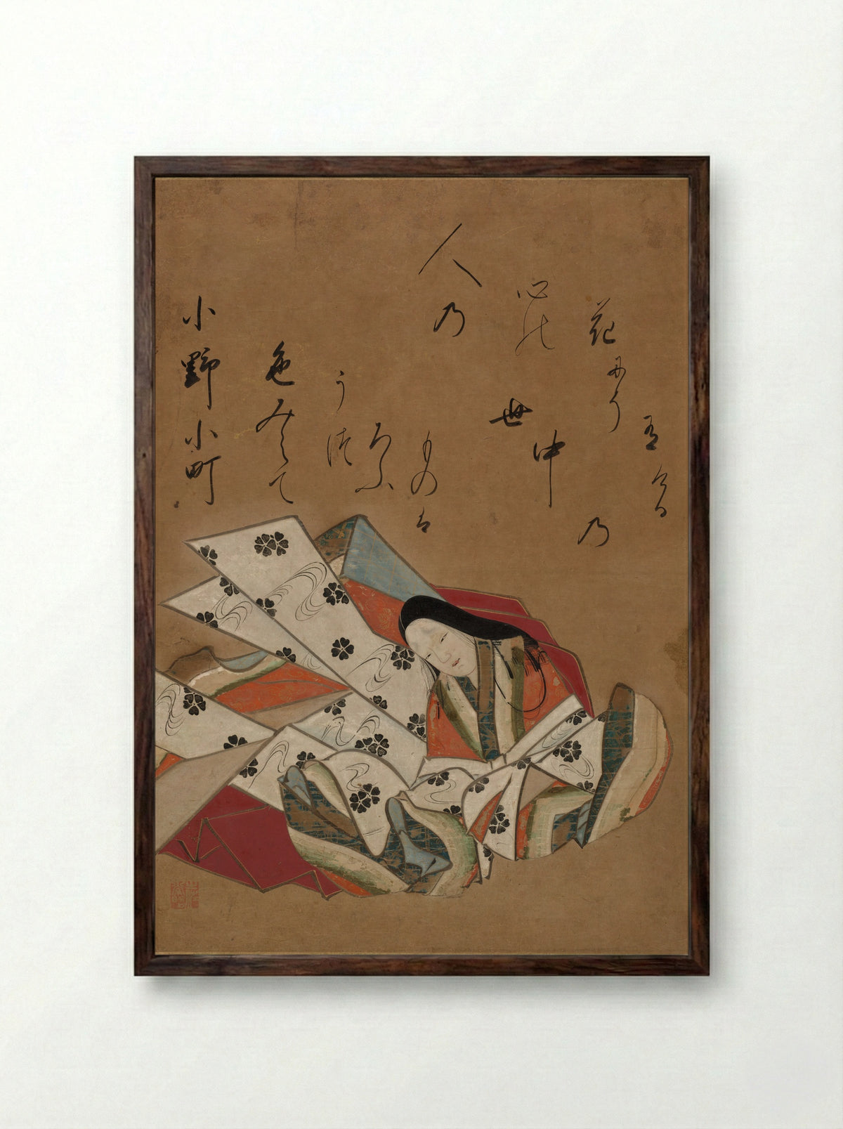 The Poet Ono no Komachi - Shokadō Shōjō - Framed Print Dark Wood