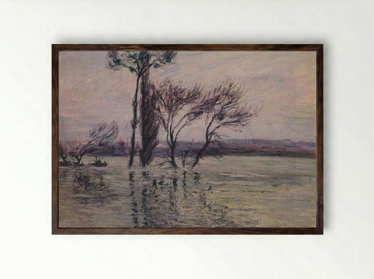 The Pointe de l'Île Under Water - Gustave Loiseau - Framed Print Dark Wood