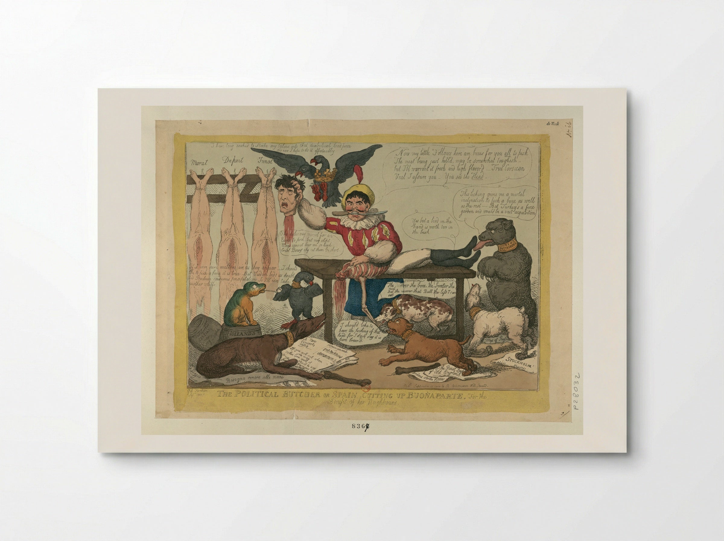The Political Butcher or Spain Cutting up Buonaparte - Thomas Rowlandson - Poster