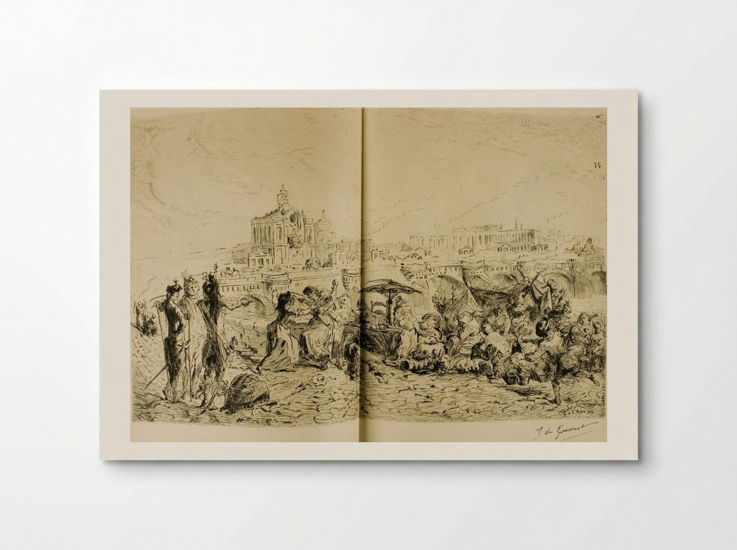 The Pont Neuf and the Samaritaine in 1775 - Jules de Goncourt - Poster