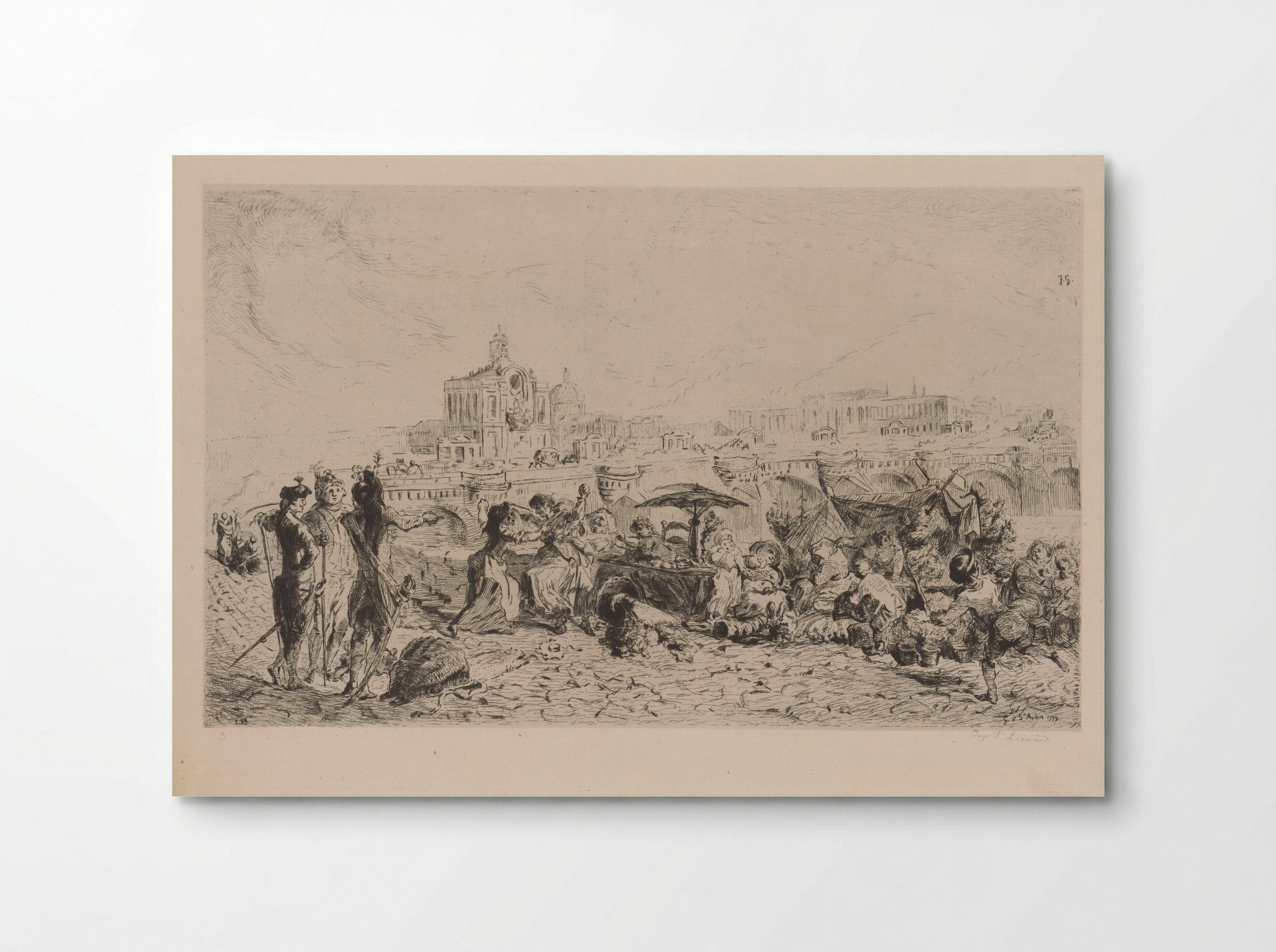 The Pont Neuf and the Samaritaine - Gabriel de Saint-Aubin - Poster