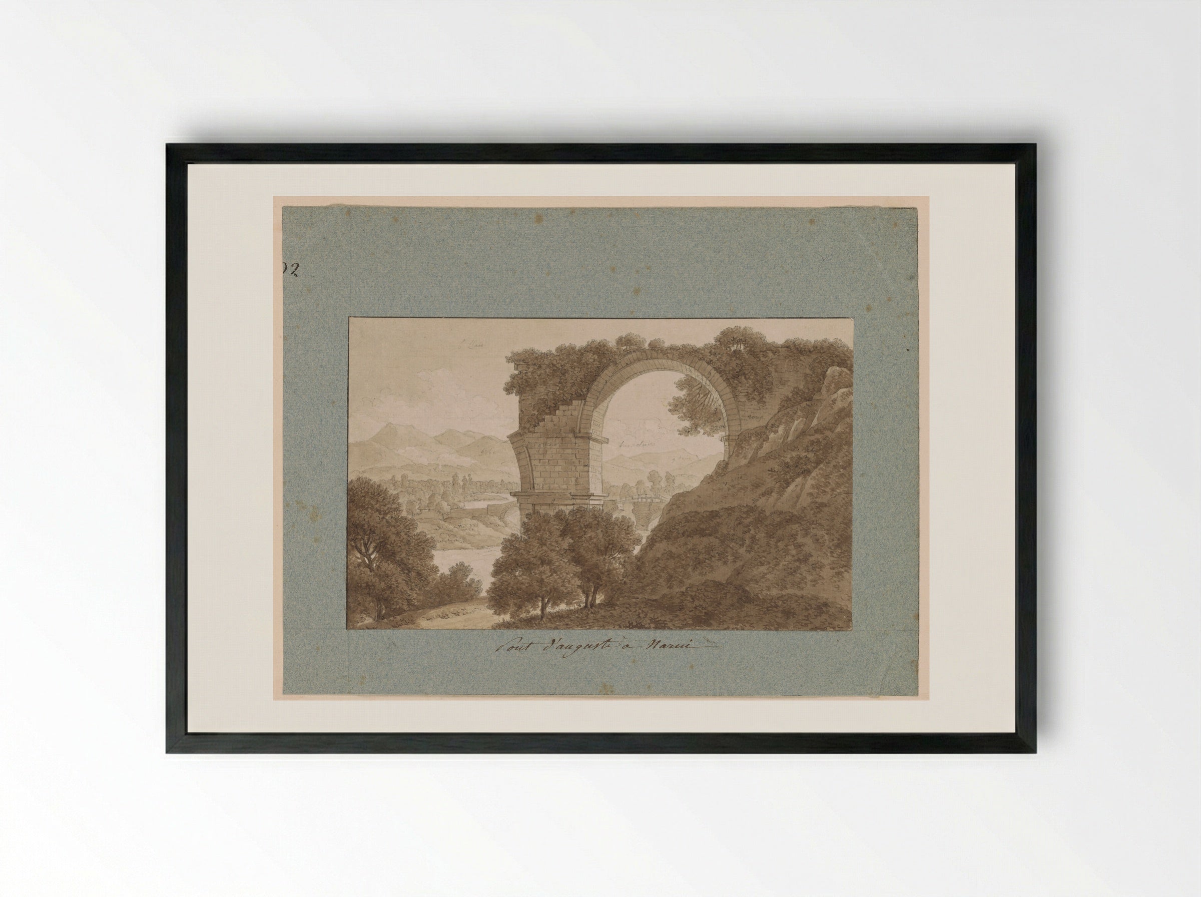 The Ponte di Augusto at Narni - Jean-Thomas Thibault - Framed Print Black