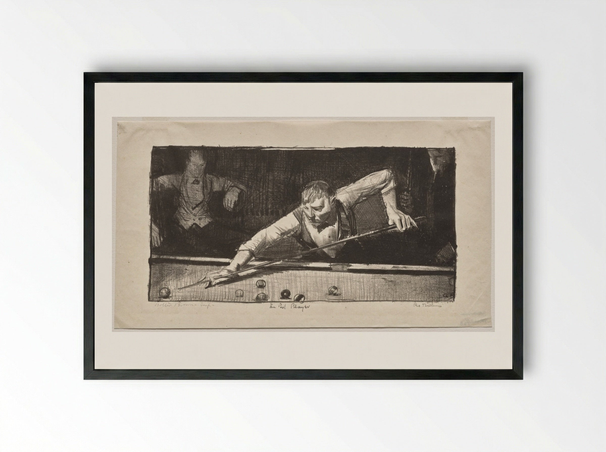 The Pool Player - George Bellows - Framed Print Black