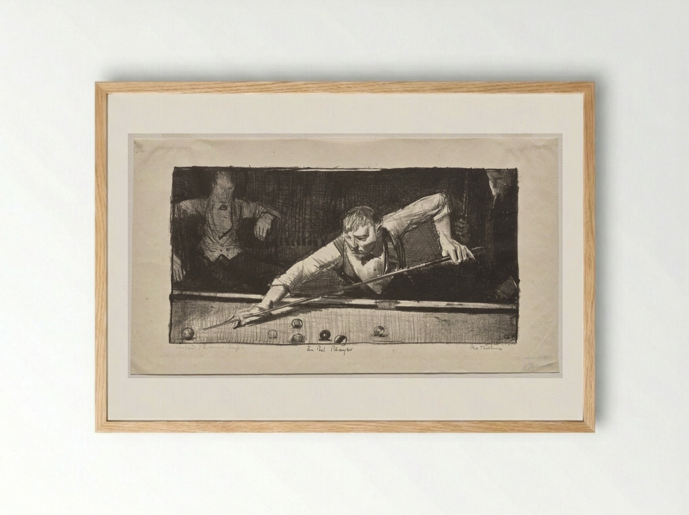 The Pool Player - George Bellows - Framed Print Wood