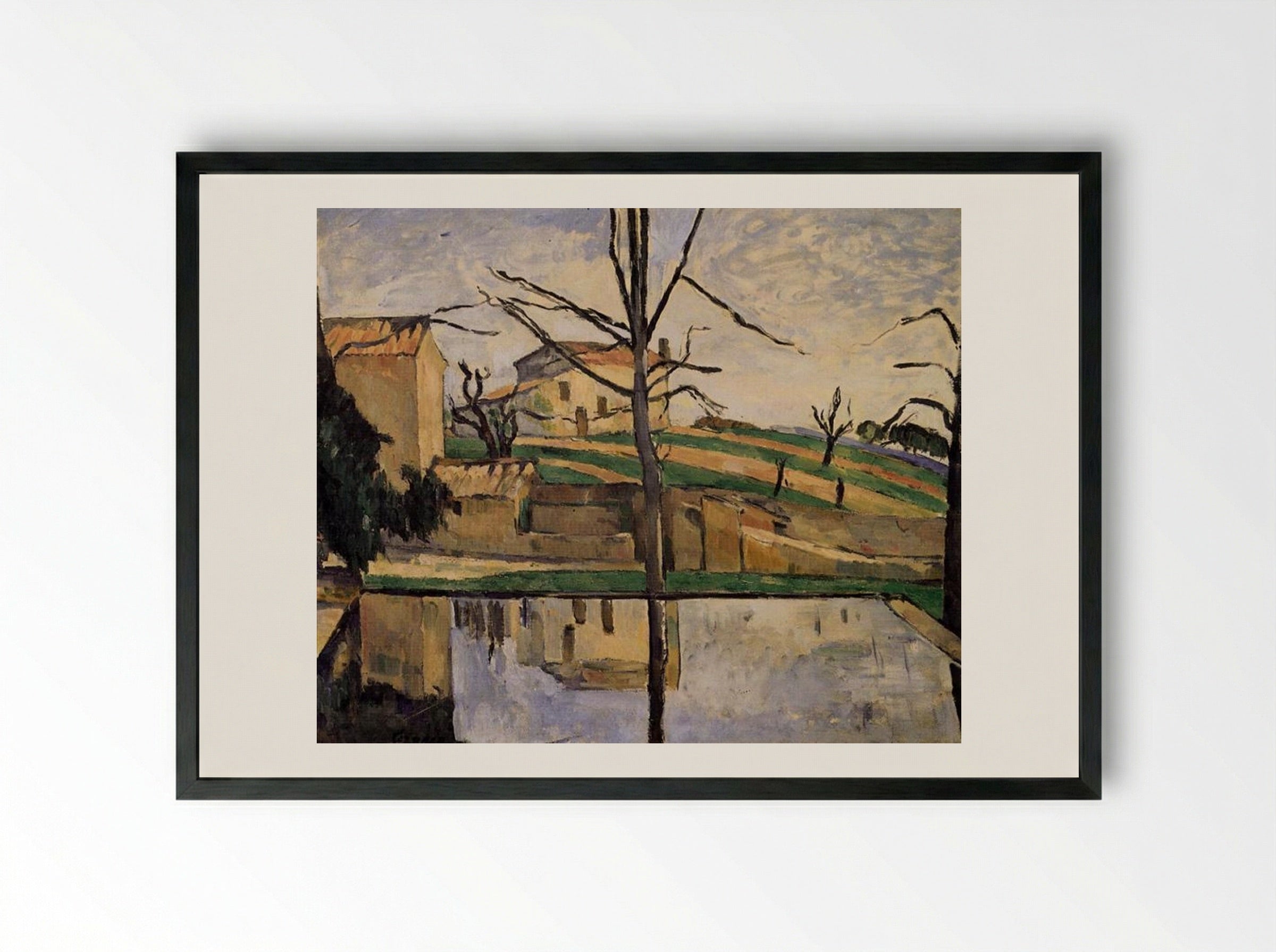 The Pool at Jas de Bouffan - Paul Cézanne - Framed Print Black