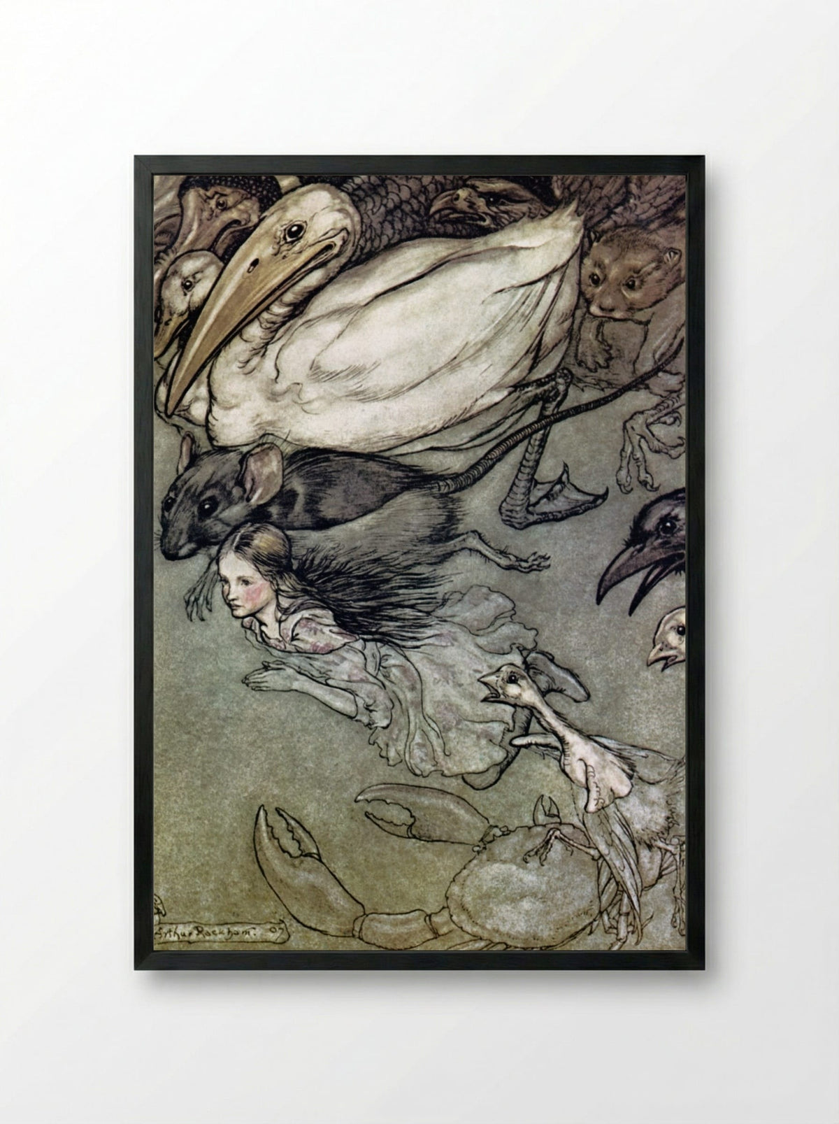 The Pool of Tears - Arthur Rackham - Framed Print Black