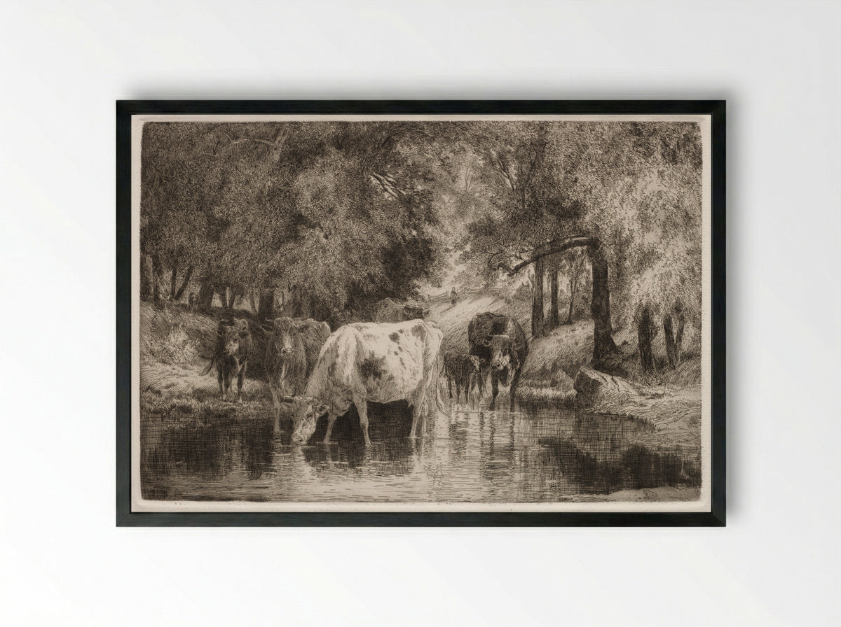 The Pool - Peter Moran - Framed Print Black