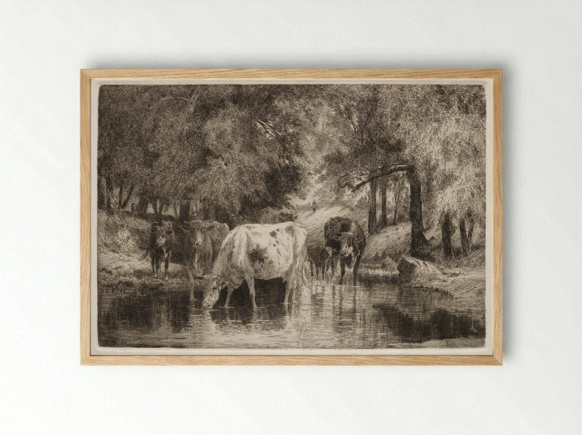 The Pool - Peter Moran - Framed Print Wood