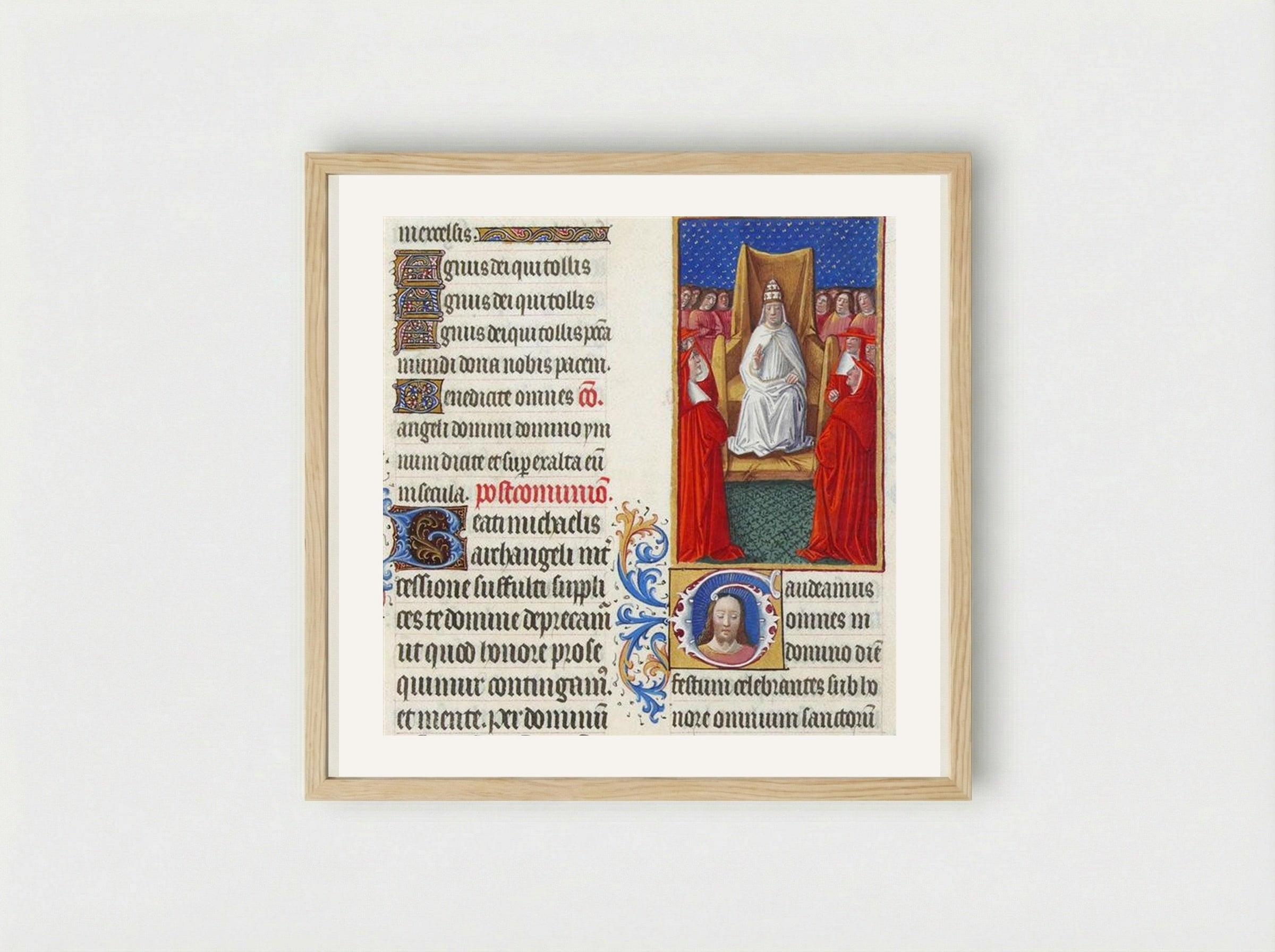 The Pope and His Cardinals - Limbourg brothers - Framed Print Wood